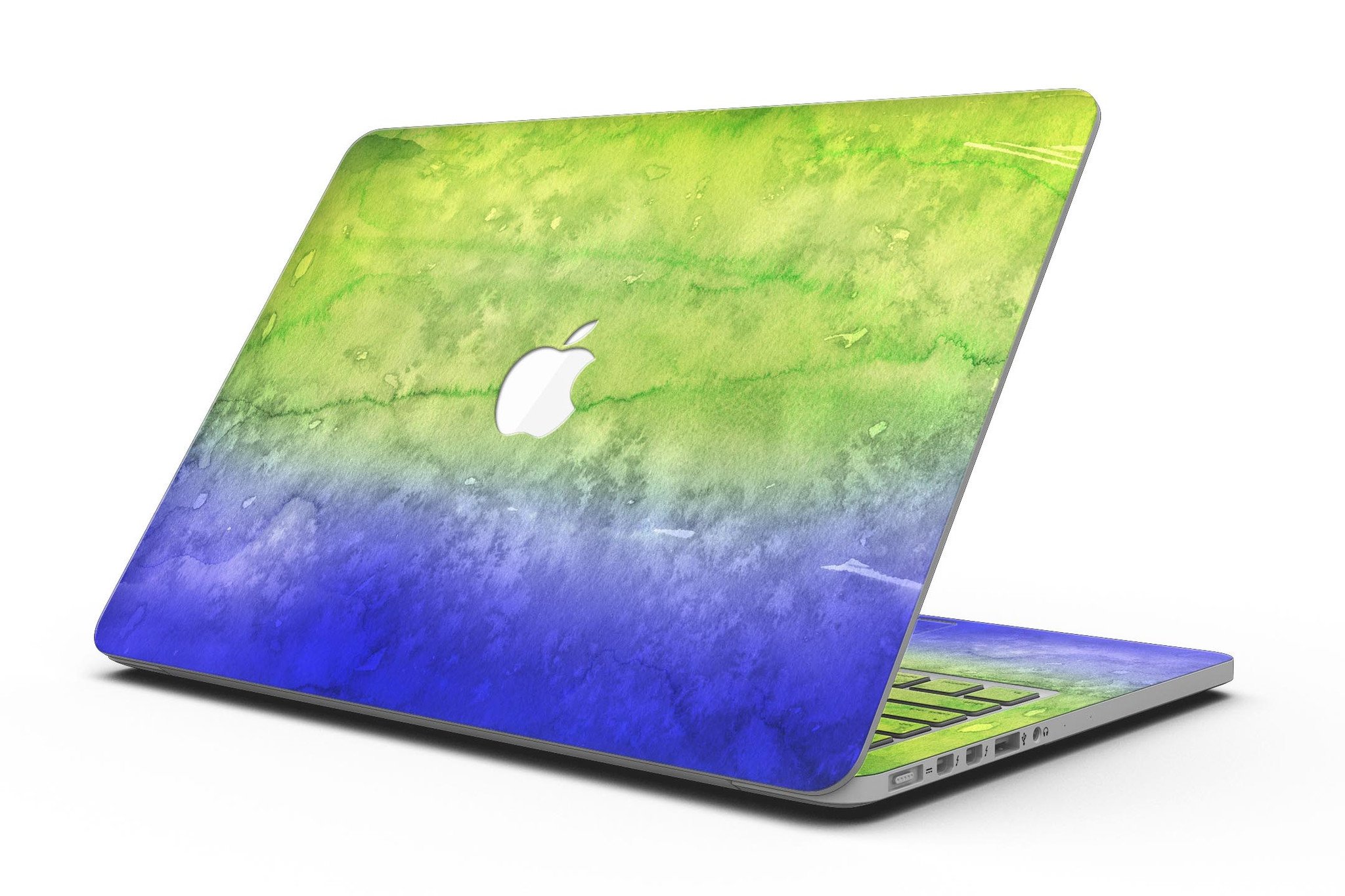 Blotted Blue 73 Absorbed Watercolor Texture skin for MacBook Pro with Retina Display, showcasing vibrant watercolor design and premium vinyl material.