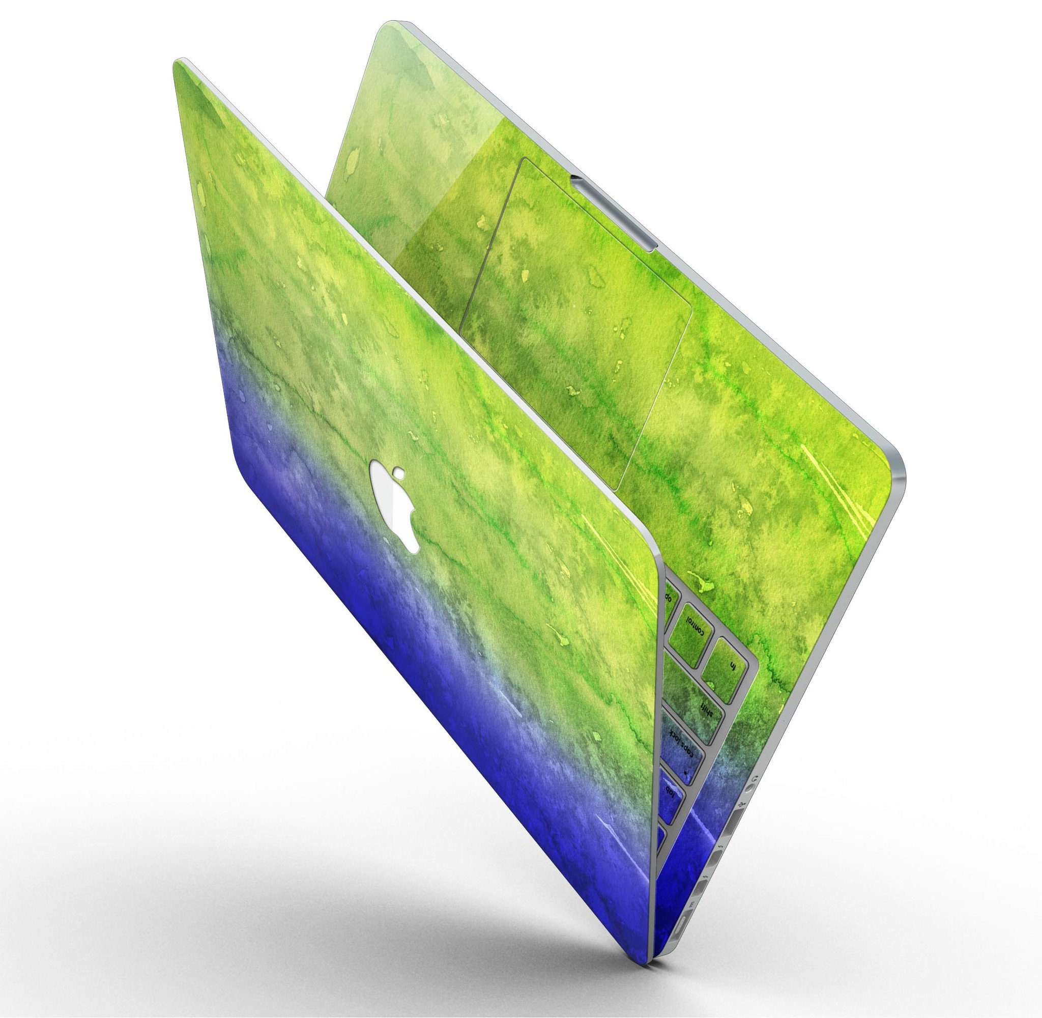 Blotted Blue 73 Absorbed Watercolor Texture skin for MacBook Pro with Retina Display, showcasing vibrant watercolor design and premium vinyl material.
