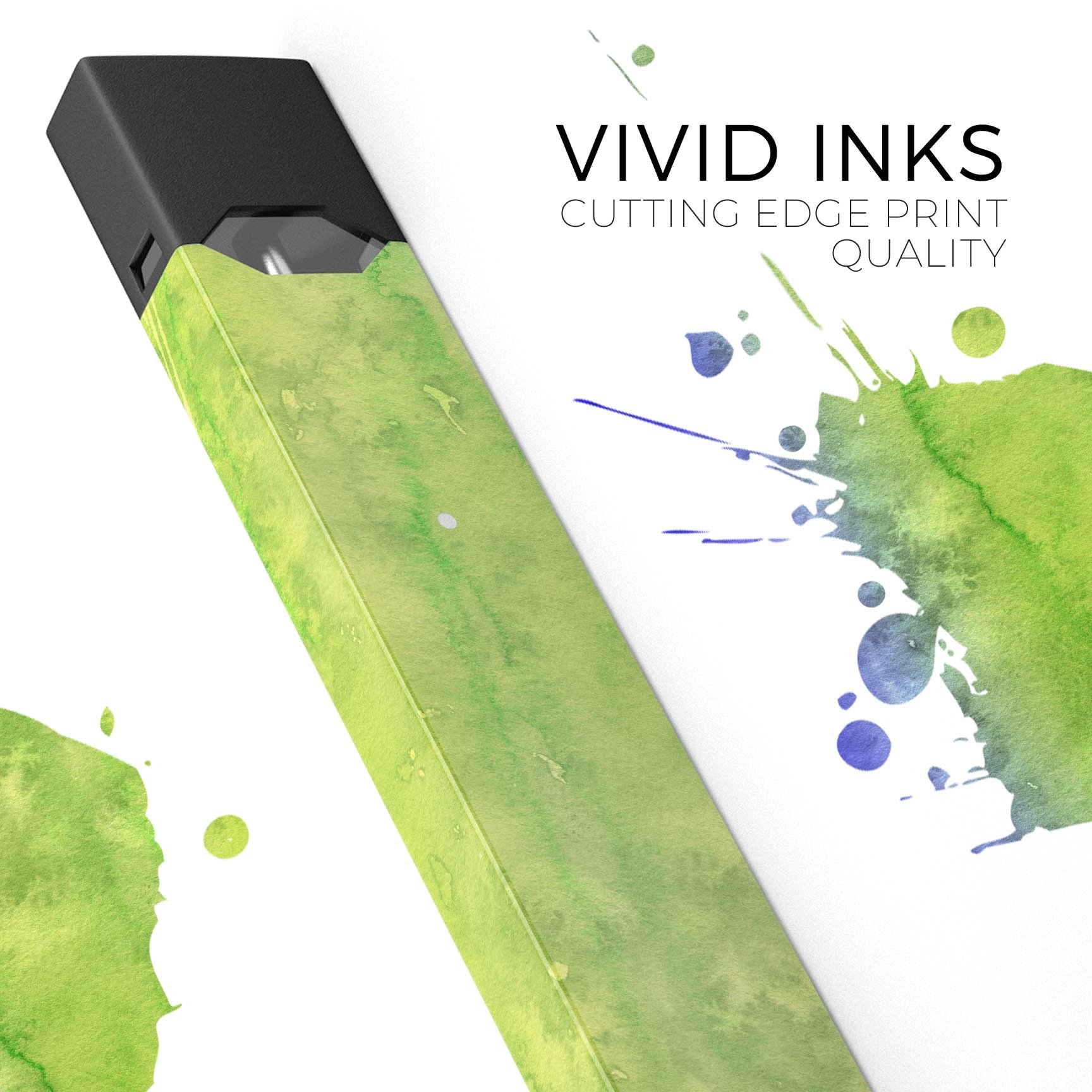 Blotted Blue 73 Absorbed Watercolor Texture decal for JUUL vaping device, showcasing vibrant colors and a sleek design.