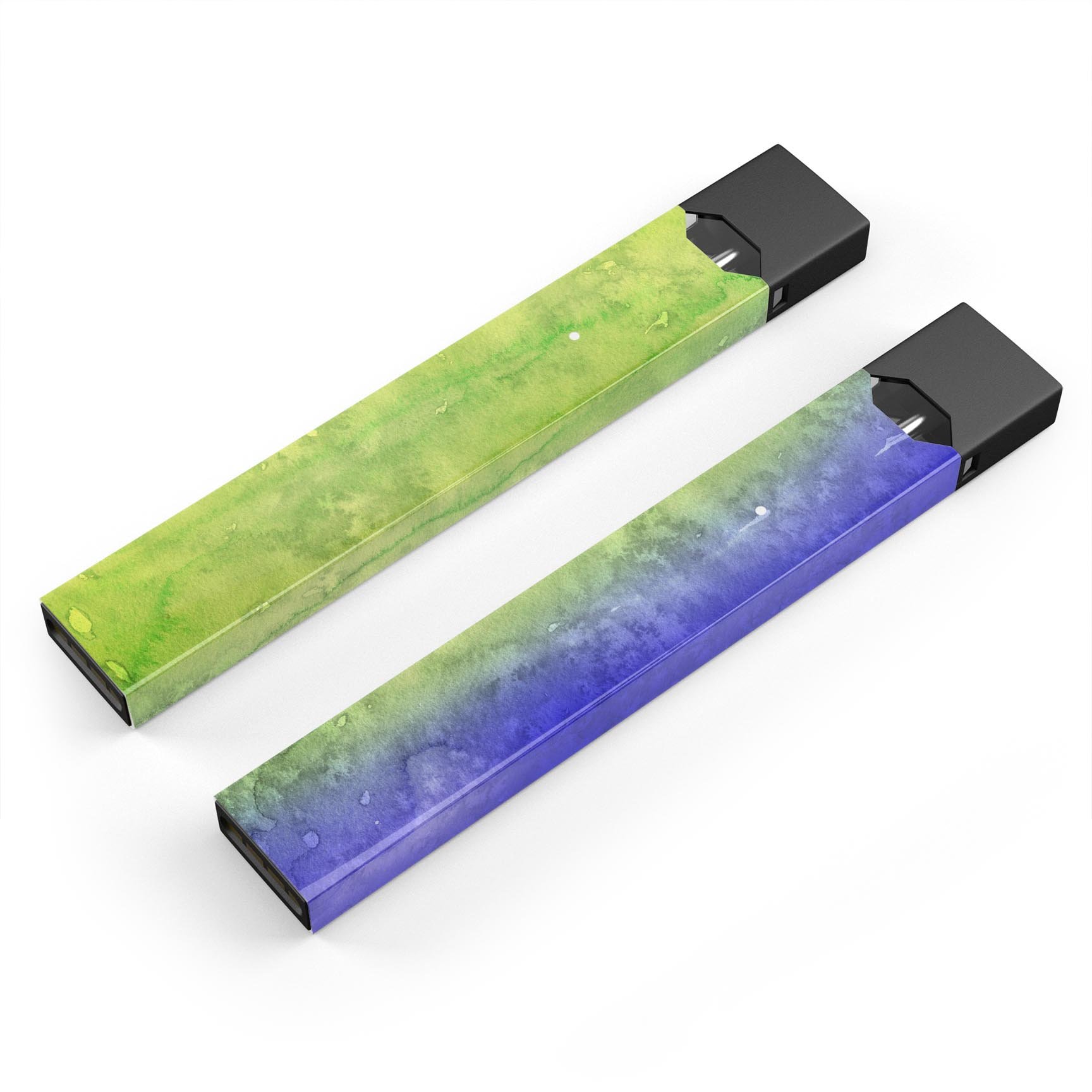 Blotted Blue 73 Absorbed Watercolor Texture decal for JUUL vaping device, showcasing vibrant colors and a sleek design.