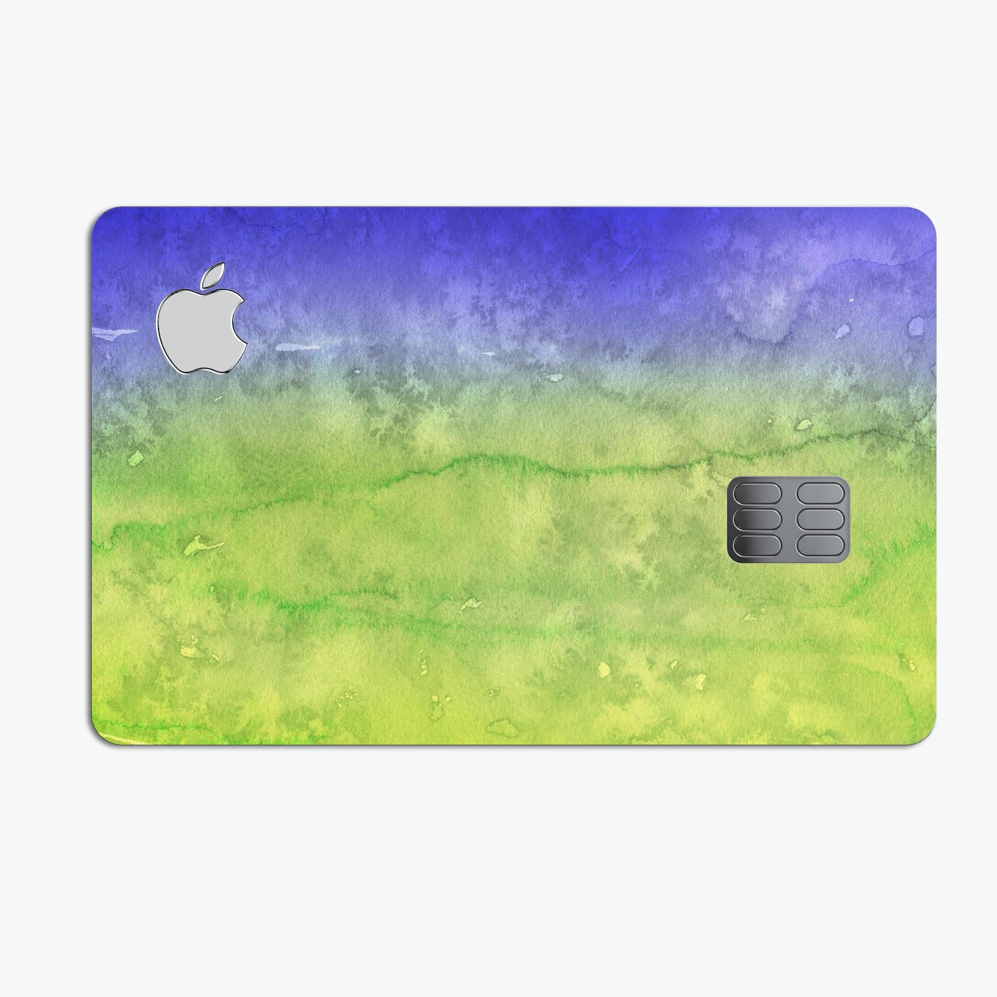 Blotted Blue 73 Absorbed Watercolor Texture decal on an Apple Card, showcasing its vibrant design and premium quality.