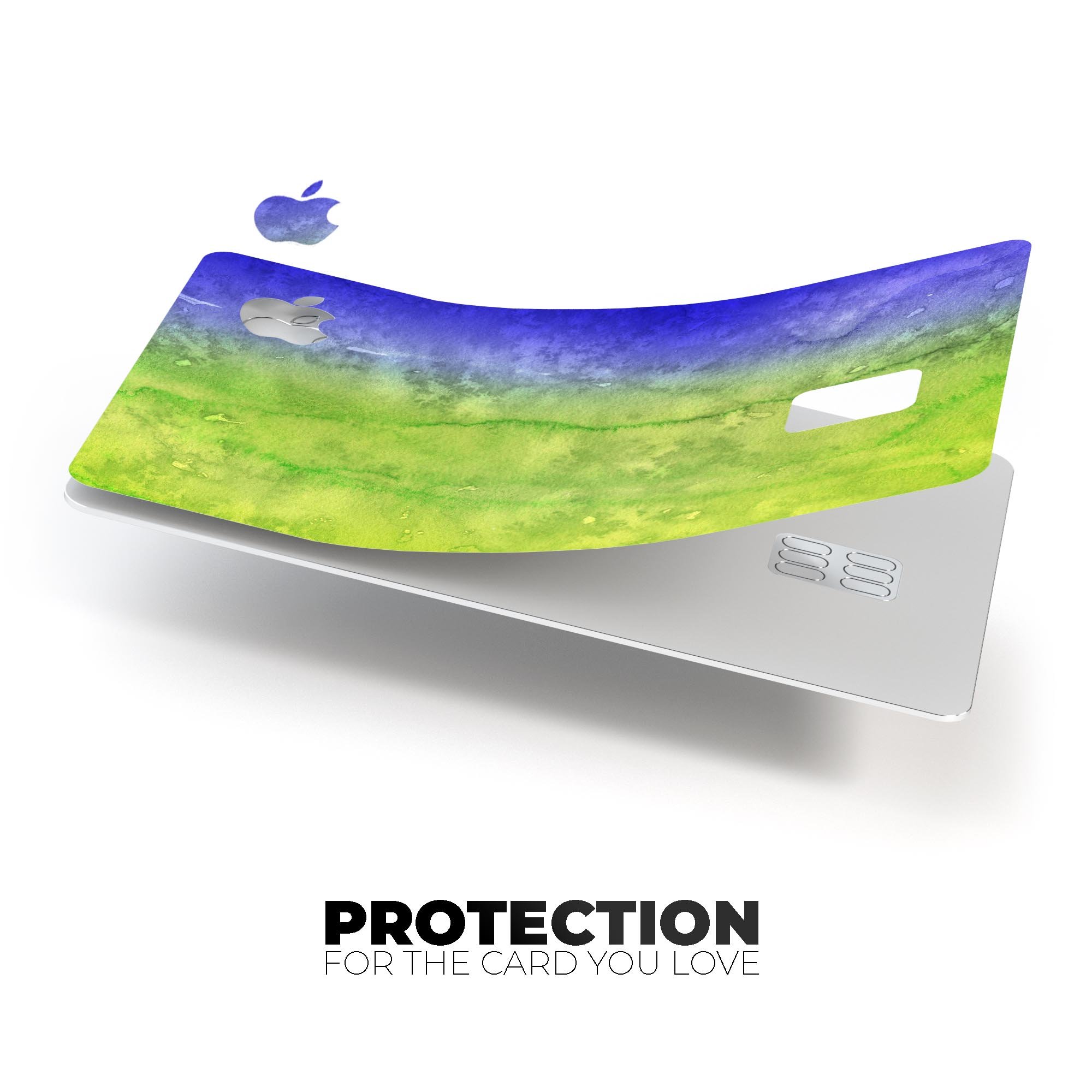 Blotted Blue 73 Absorbed Watercolor Texture decal on an Apple Card, showcasing its vibrant design and premium quality.