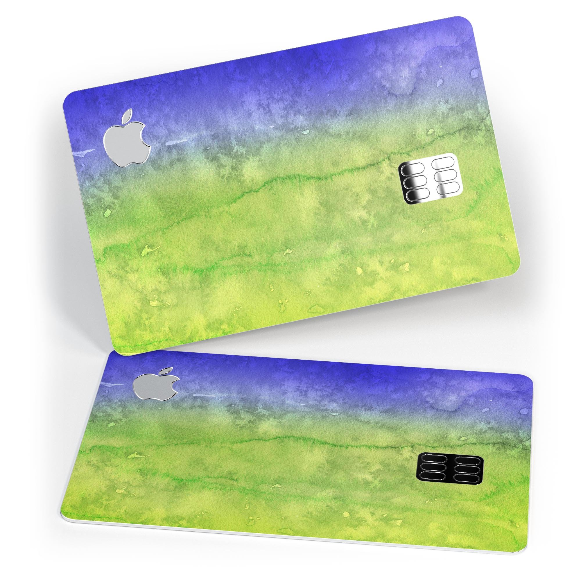 Blotted Blue 73 Absorbed Watercolor Texture decal on an Apple Card, showcasing its vibrant design and premium quality.