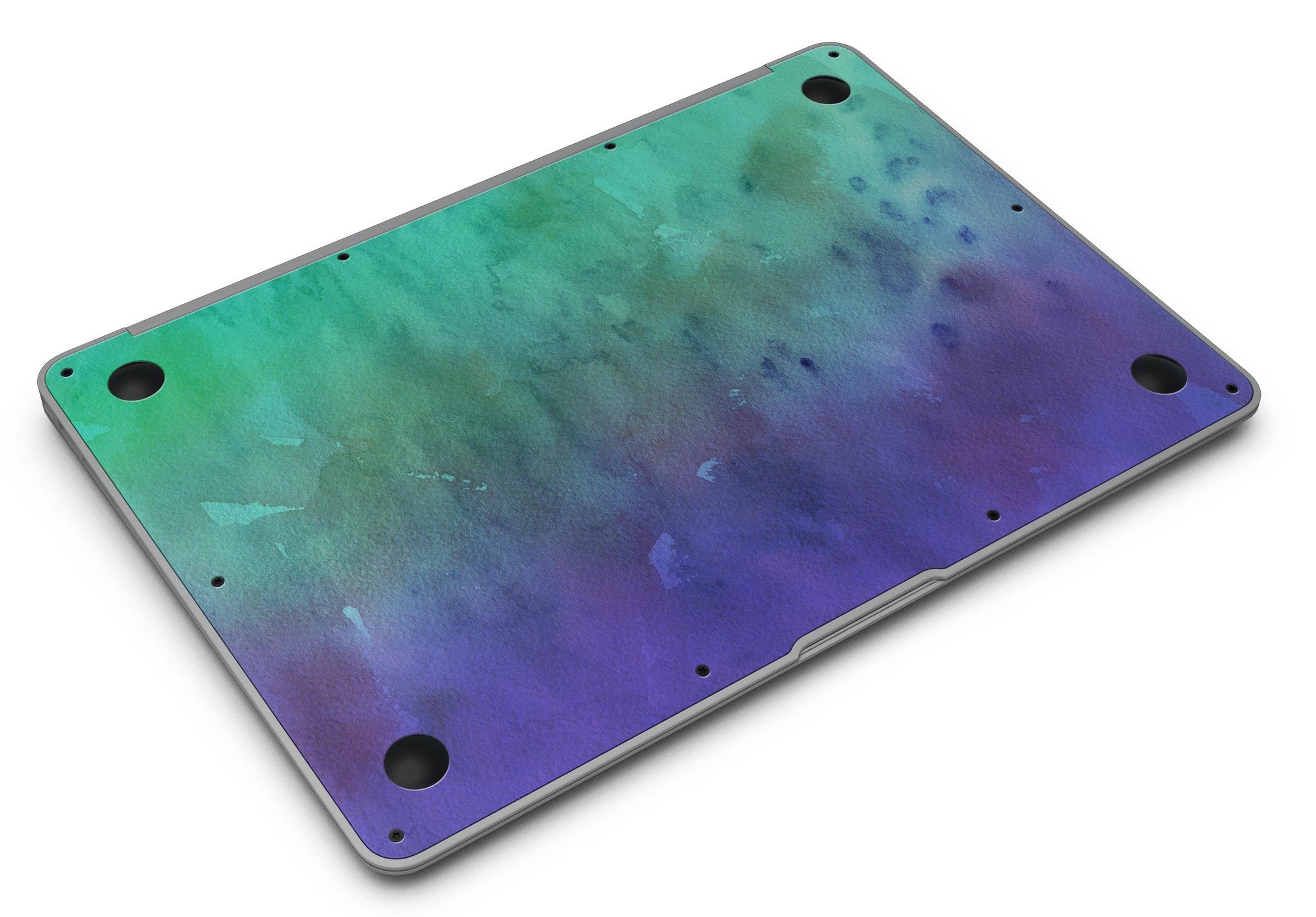 Blotted Green 97 Absorbed Watercolor Texture MacBook Air Skin Kit showcasing vibrant watercolor design on premium vinyl.