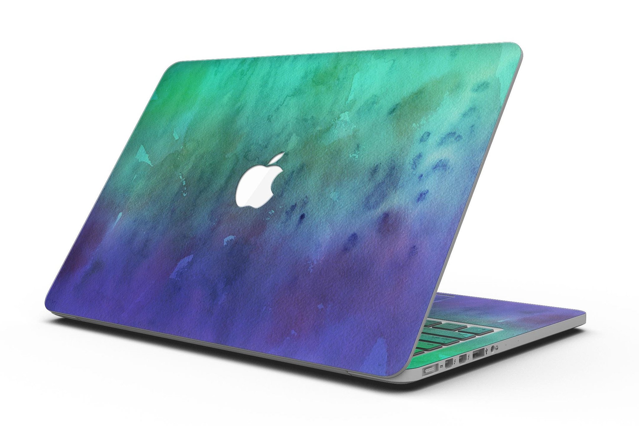 Blotted Green 97 Absorbed Watercolor Texture skin for MacBook Pro with Retina Display, showcasing vibrant colors and a sleek design.