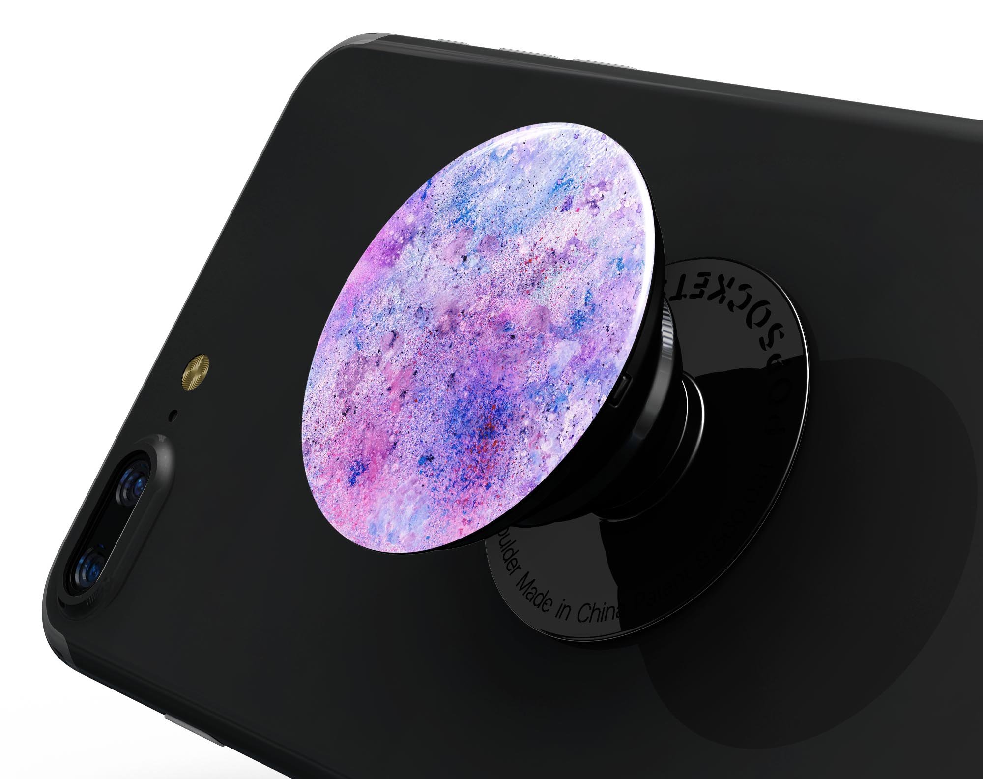 Blotted pink and purple texture skin kit for PopSockets, showcasing vibrant colors and a stylish design.