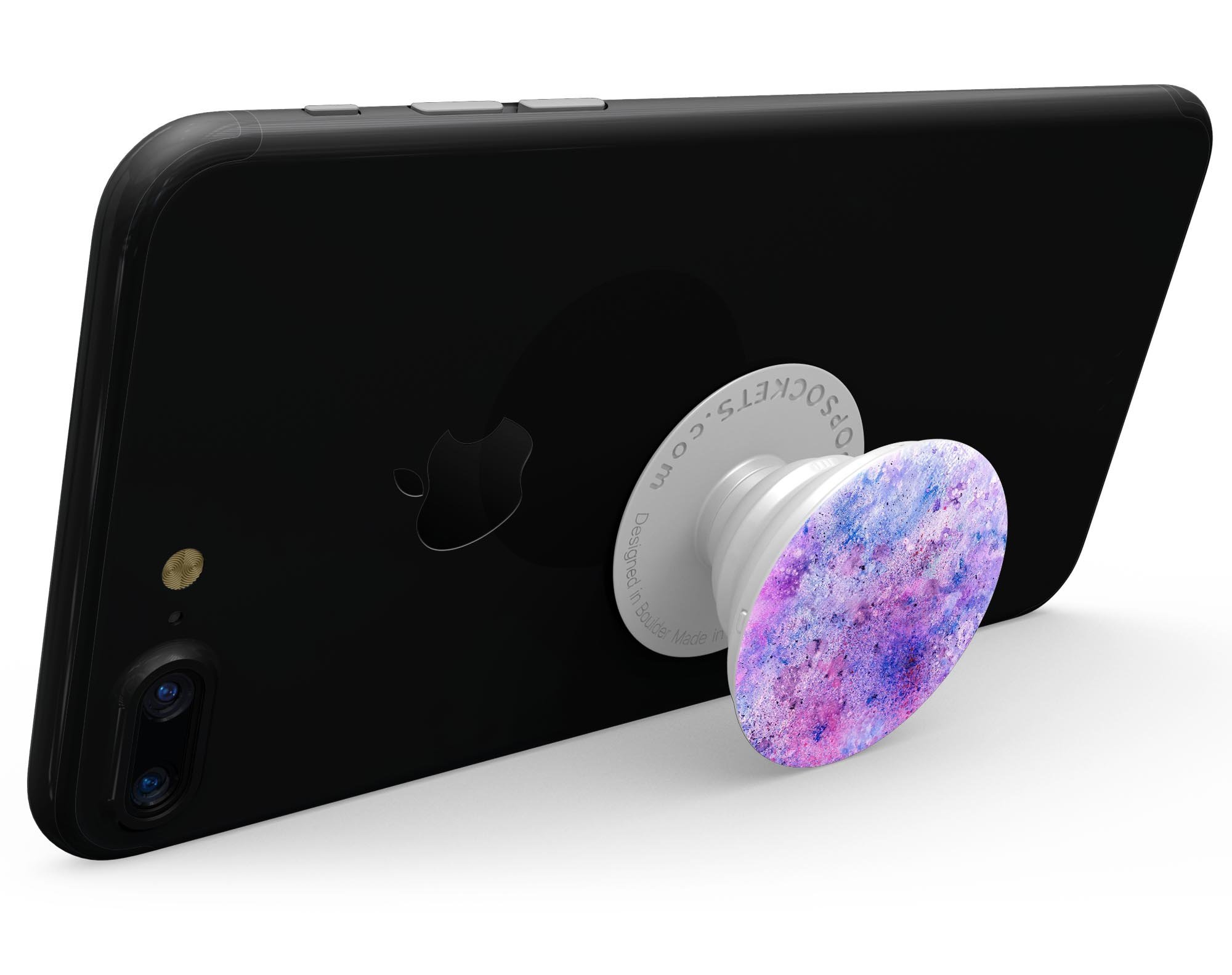 Blotted pink and purple texture skin kit for PopSockets, showcasing vibrant colors and a stylish design.