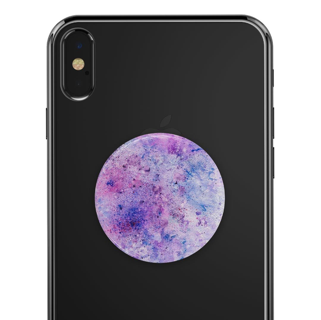 Blotted pink and purple texture skin kit for PopSockets, showcasing vibrant colors and a stylish design.