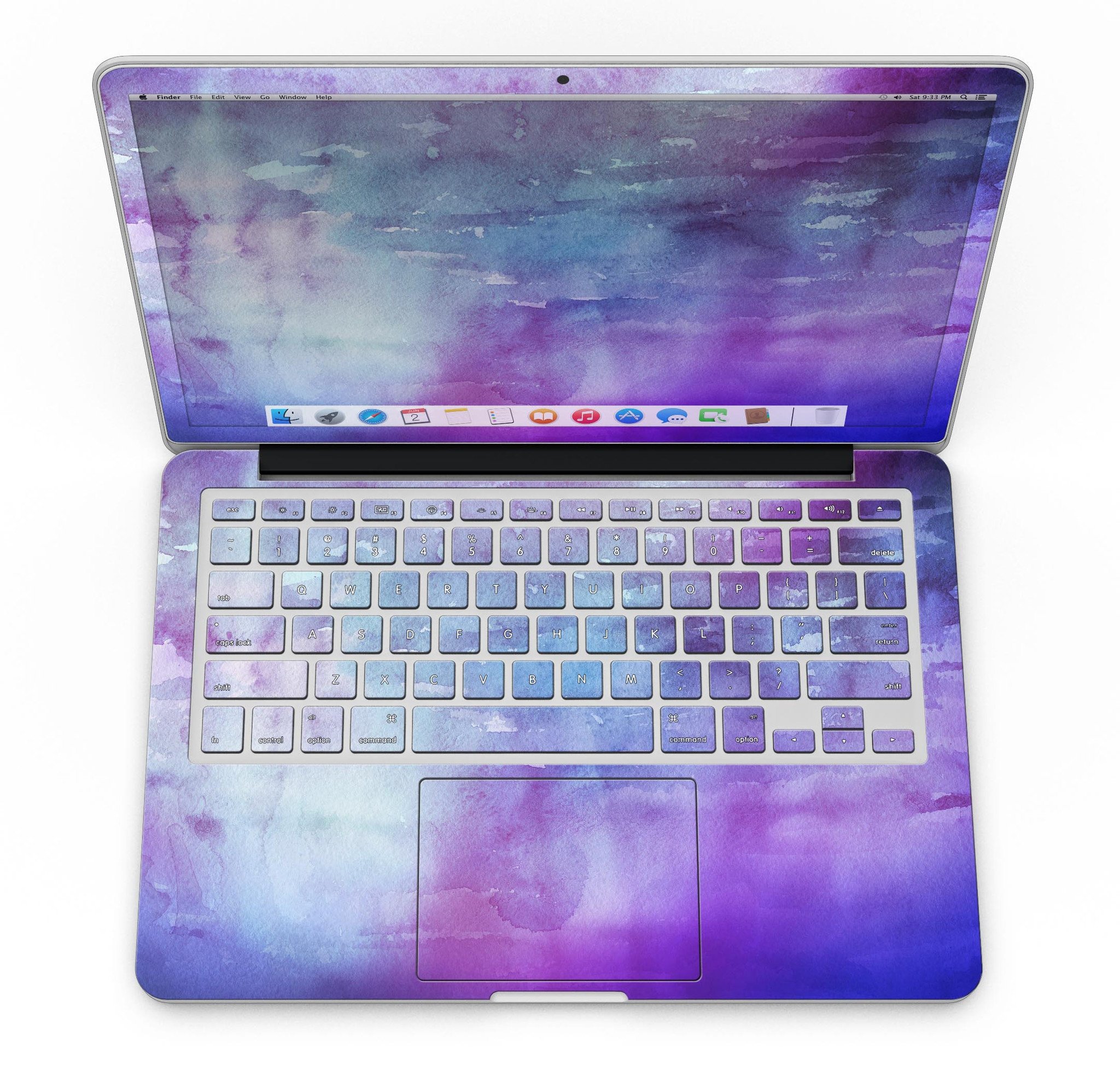 Blotted Purple 896 Absorbed Watercolor Texture skin for MacBook Pro, showcasing vibrant purple hues and artistic design.