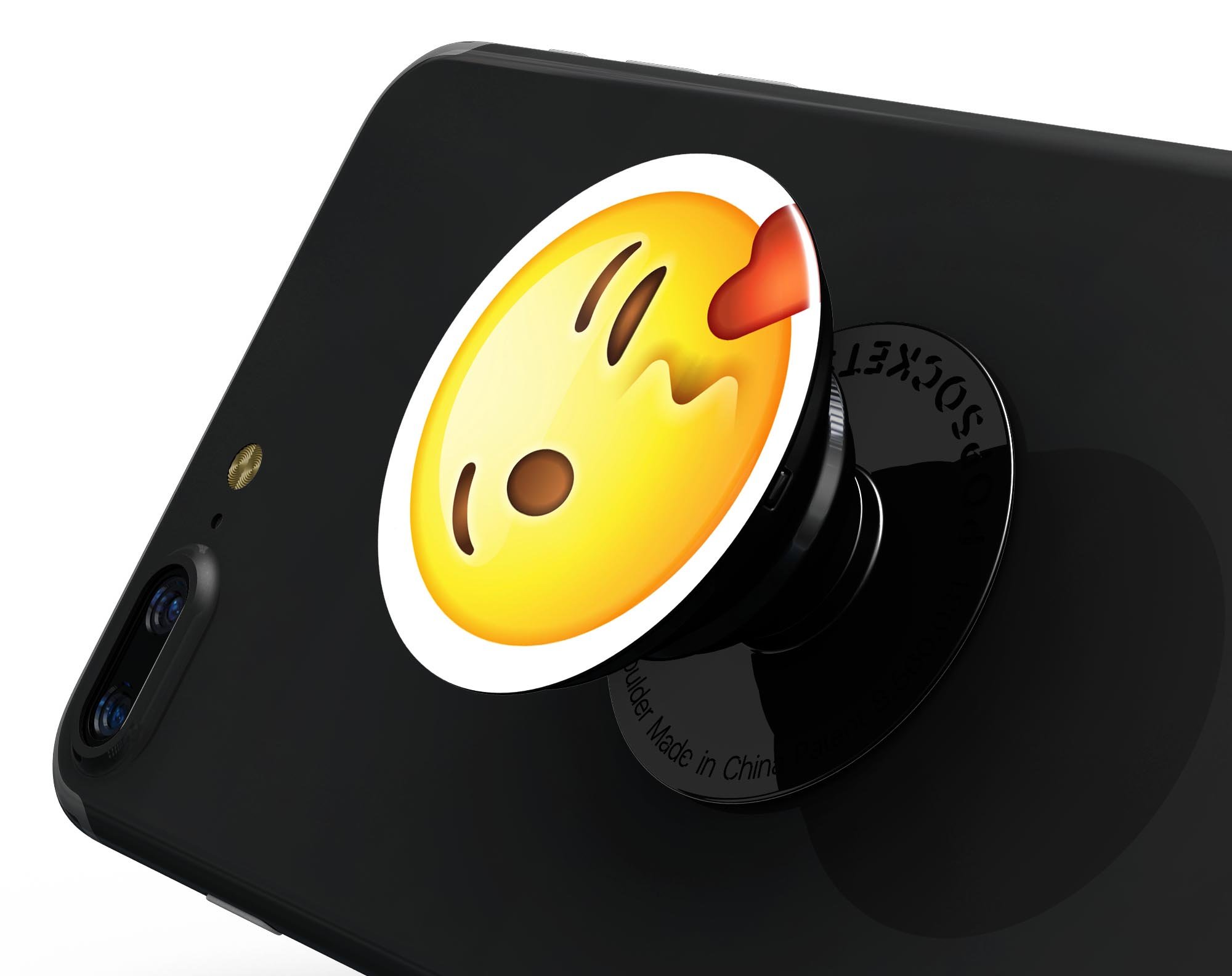 Blowing Kisses Emoticon Emoji Skin Kit for PopSockets, featuring a vibrant design on premium vinyl.