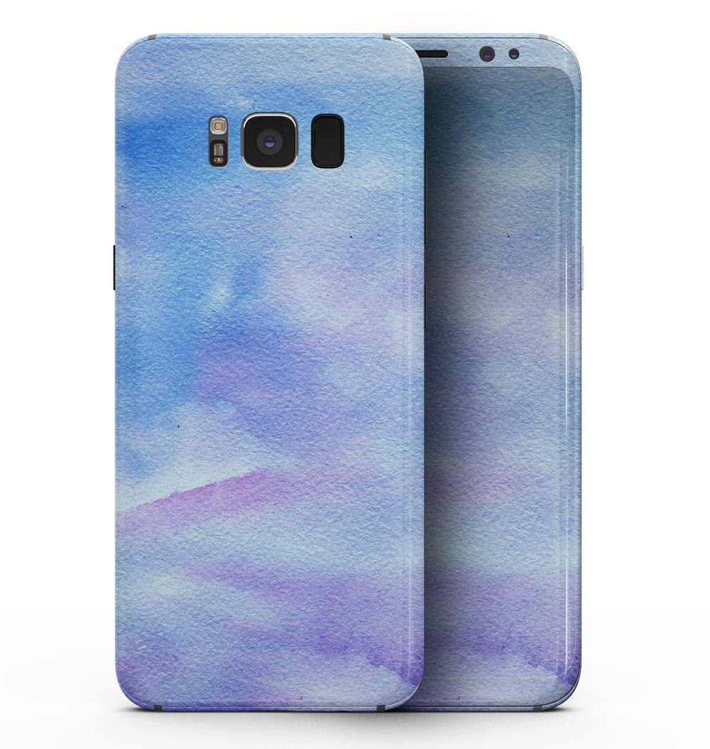 Samsung Galaxy S8 with Blue 0021 Absorbed Watercolor Texture skin, showcasing vibrant colors and sleek design.
