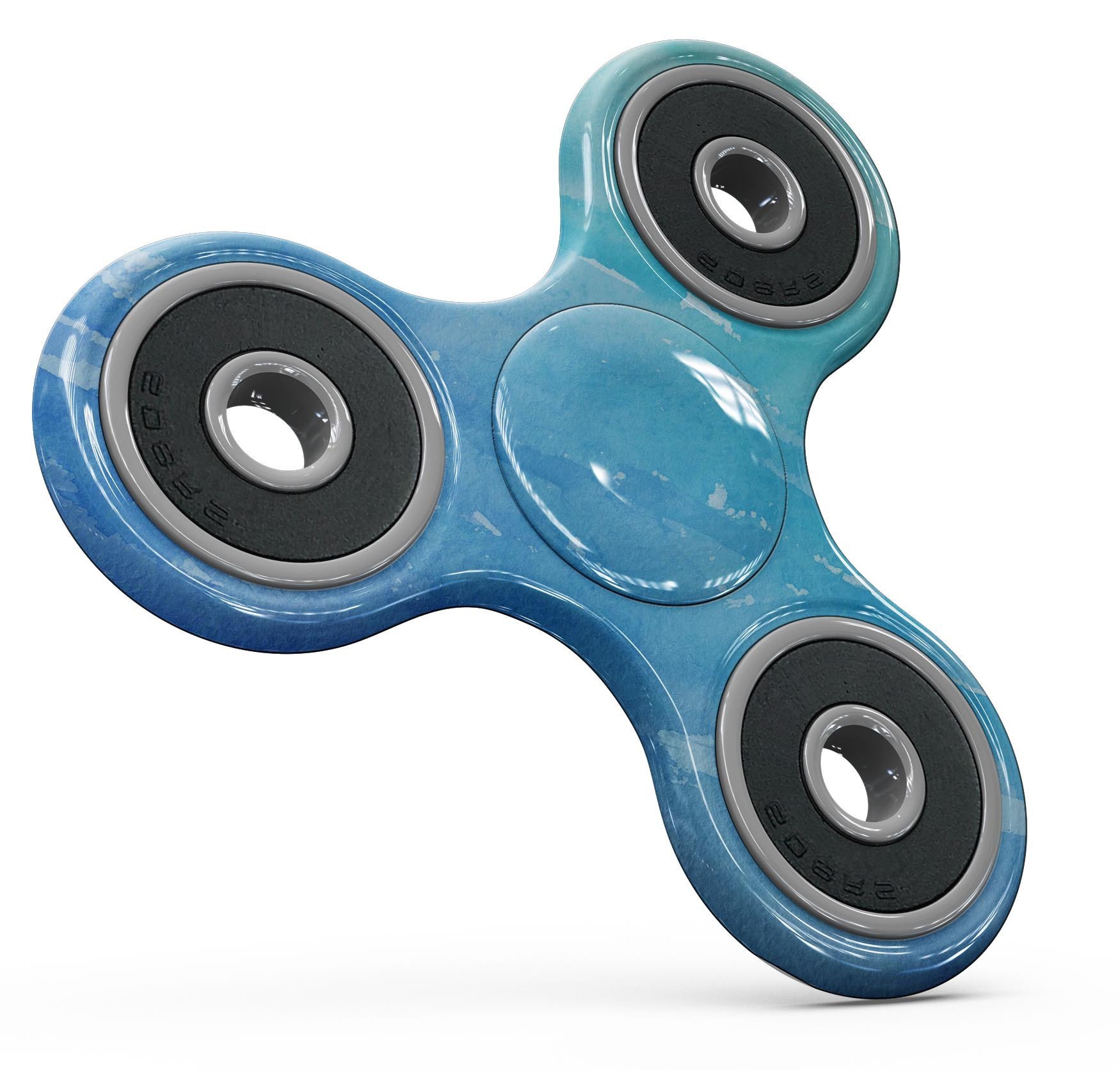 Blue 082 Absorbed Watercolor Texture Fidget Spinner Skin-Kit showcasing vibrant colors and unique design for personalization and protection.
