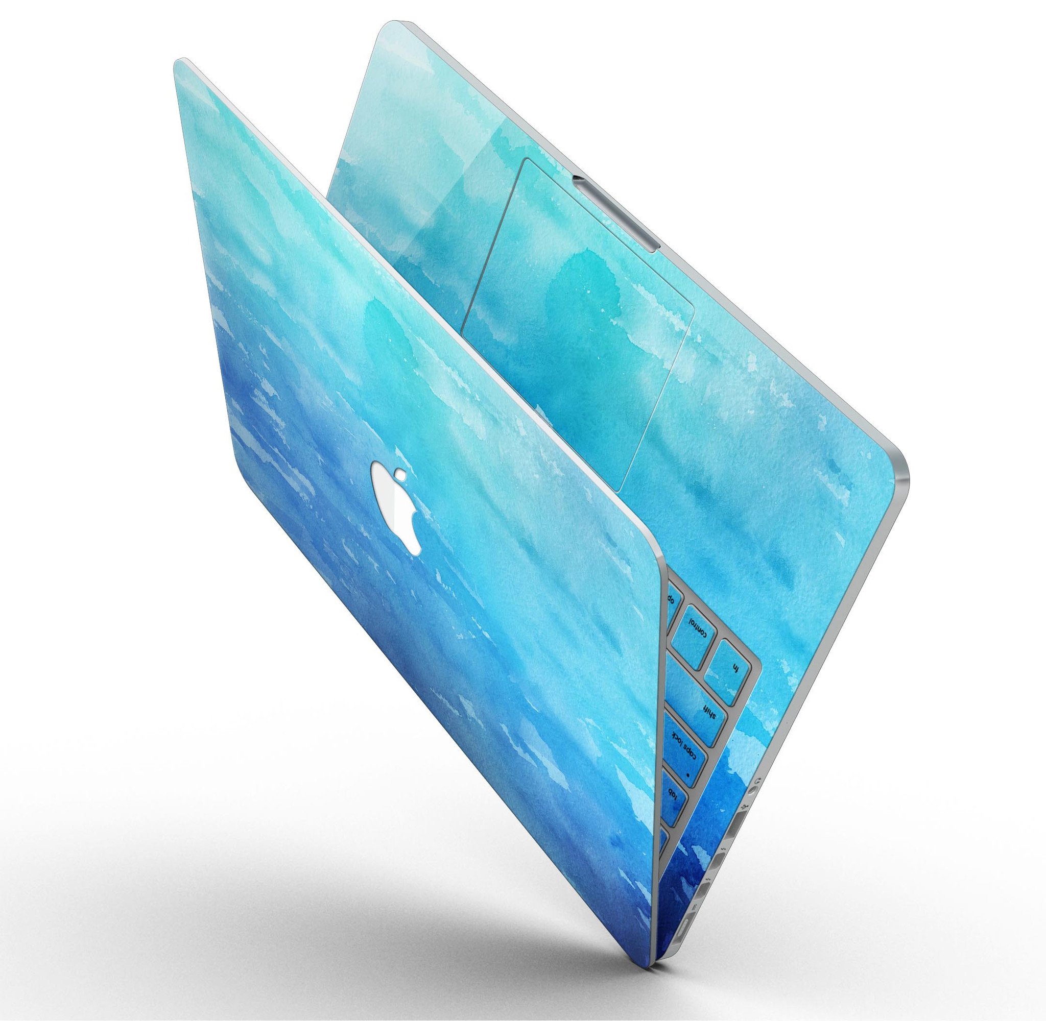 Blue 082 Absorbed Watercolor Texture skin for MacBook Pro with Retina Display, showcasing vibrant colors and a sleek design.
