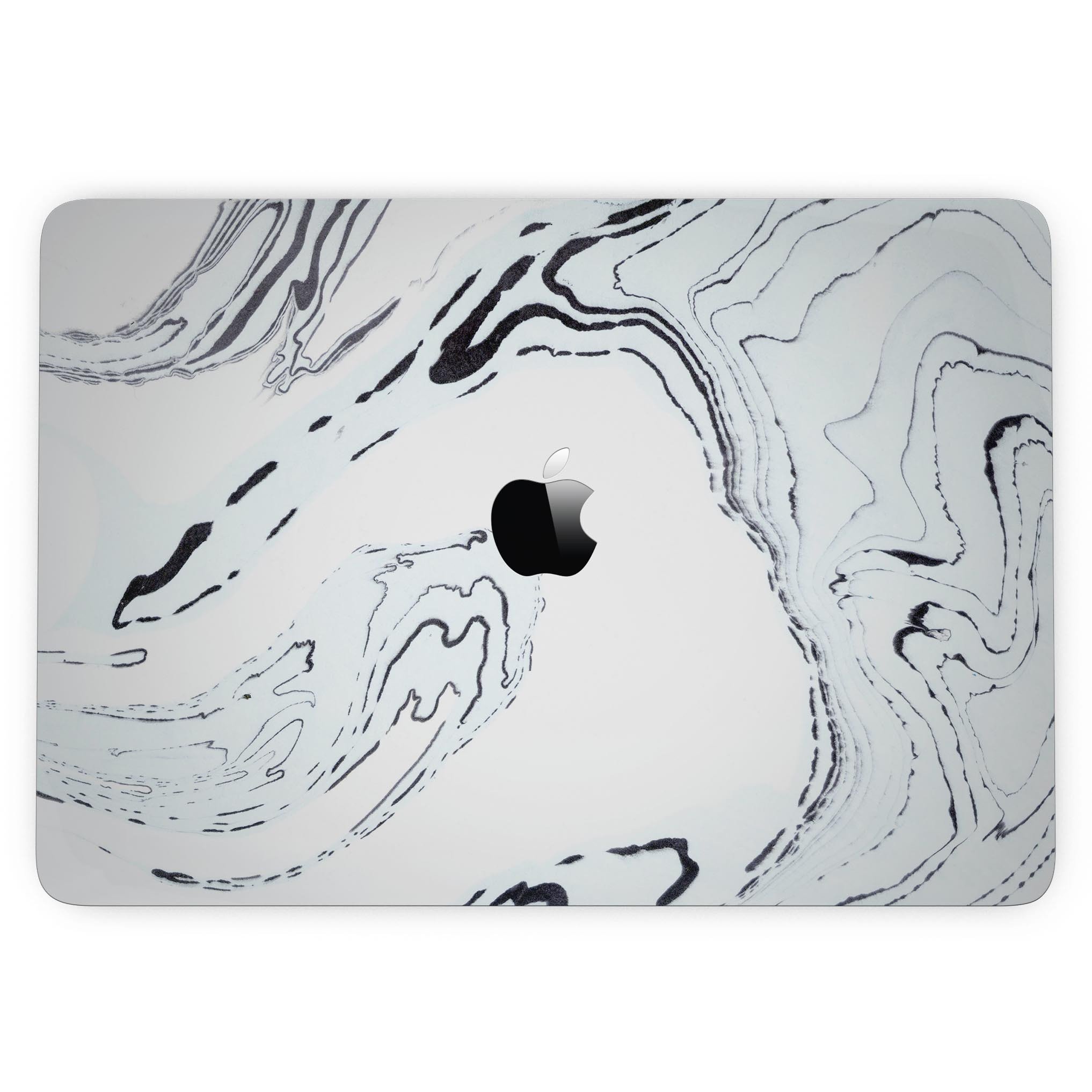 Blue 19 Textured Marble skin applied to a MacBook Pro with Touch Bar, showcasing its stylish design and premium finish.