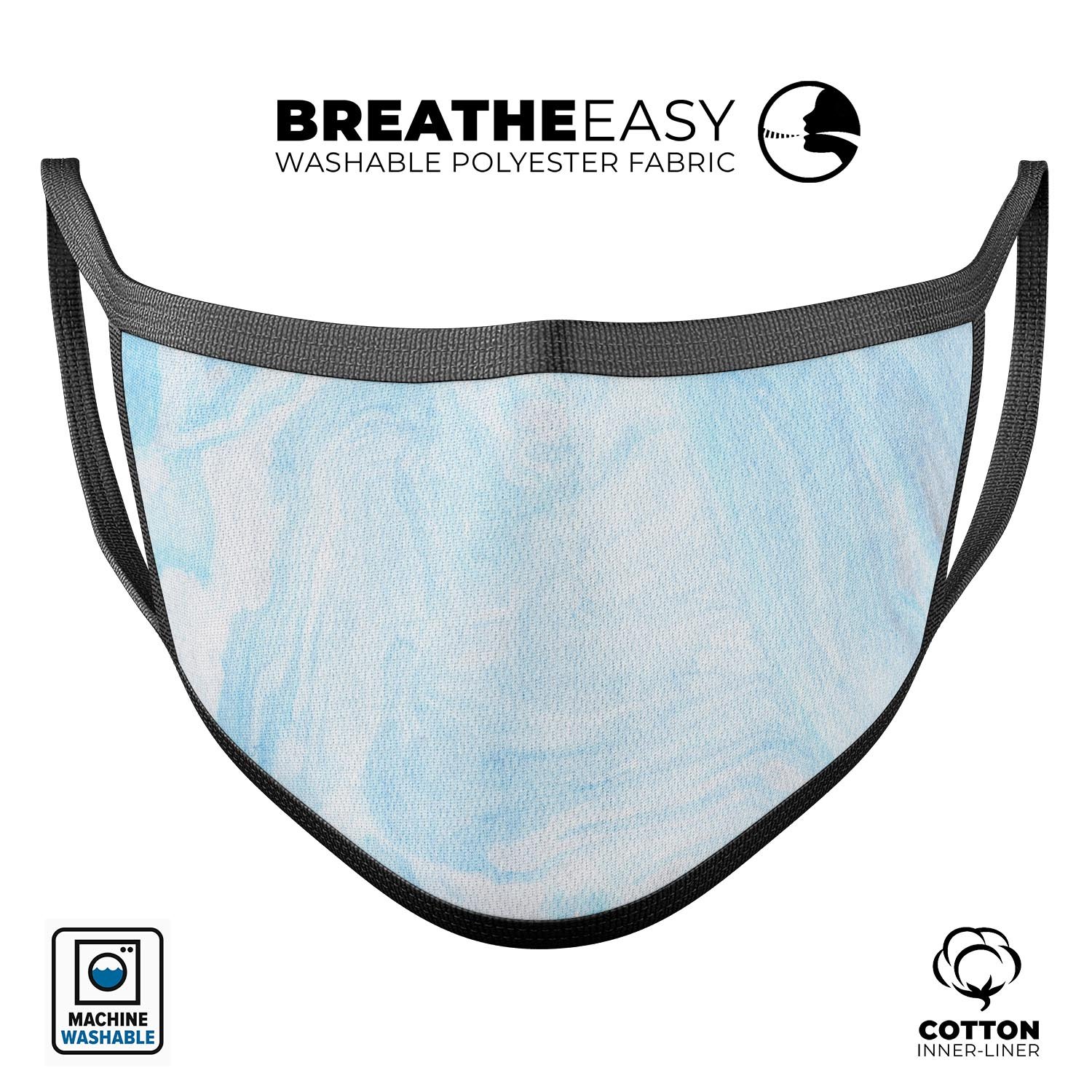 Blue 191 Textured Marble mouth cover, showcasing a stylish design with adjustable ear loops for a comfortable fit.