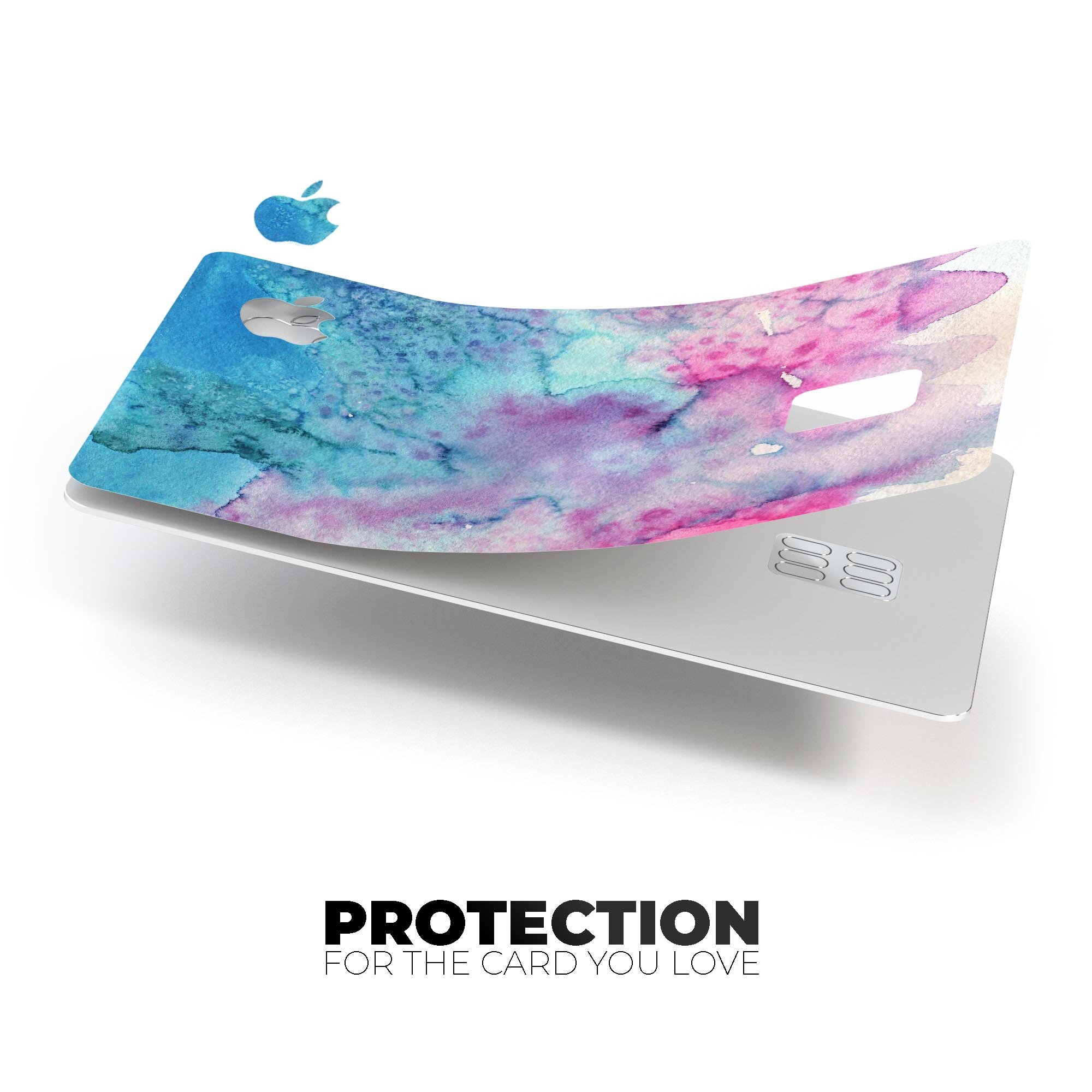 Blue 2 Absorbed Watercolor Texture decal skin for Apple Card, showcasing vibrant colors and premium vinyl material.