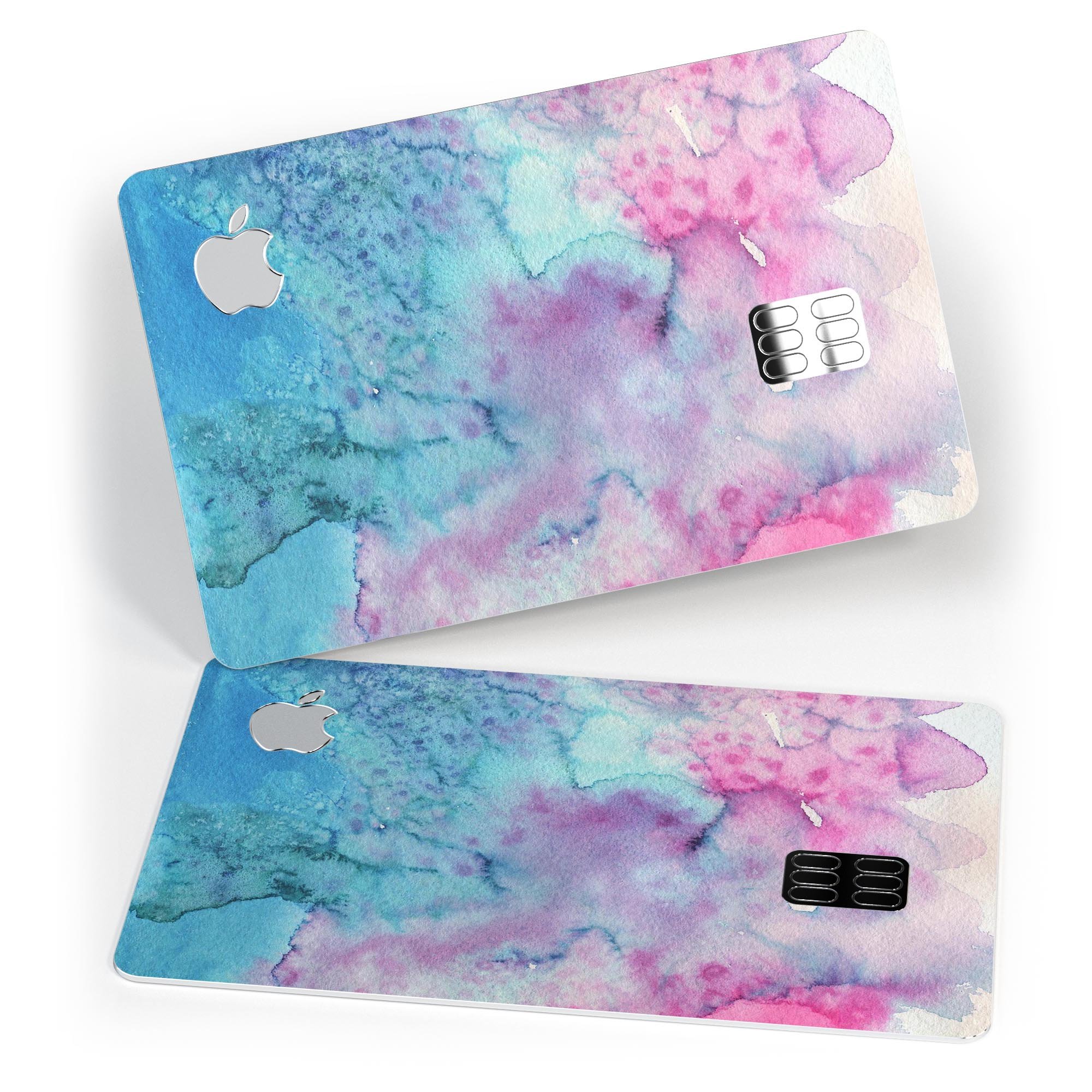 Blue 2 Absorbed Watercolor Texture decal skin for Apple Card, showcasing vibrant colors and premium vinyl material.