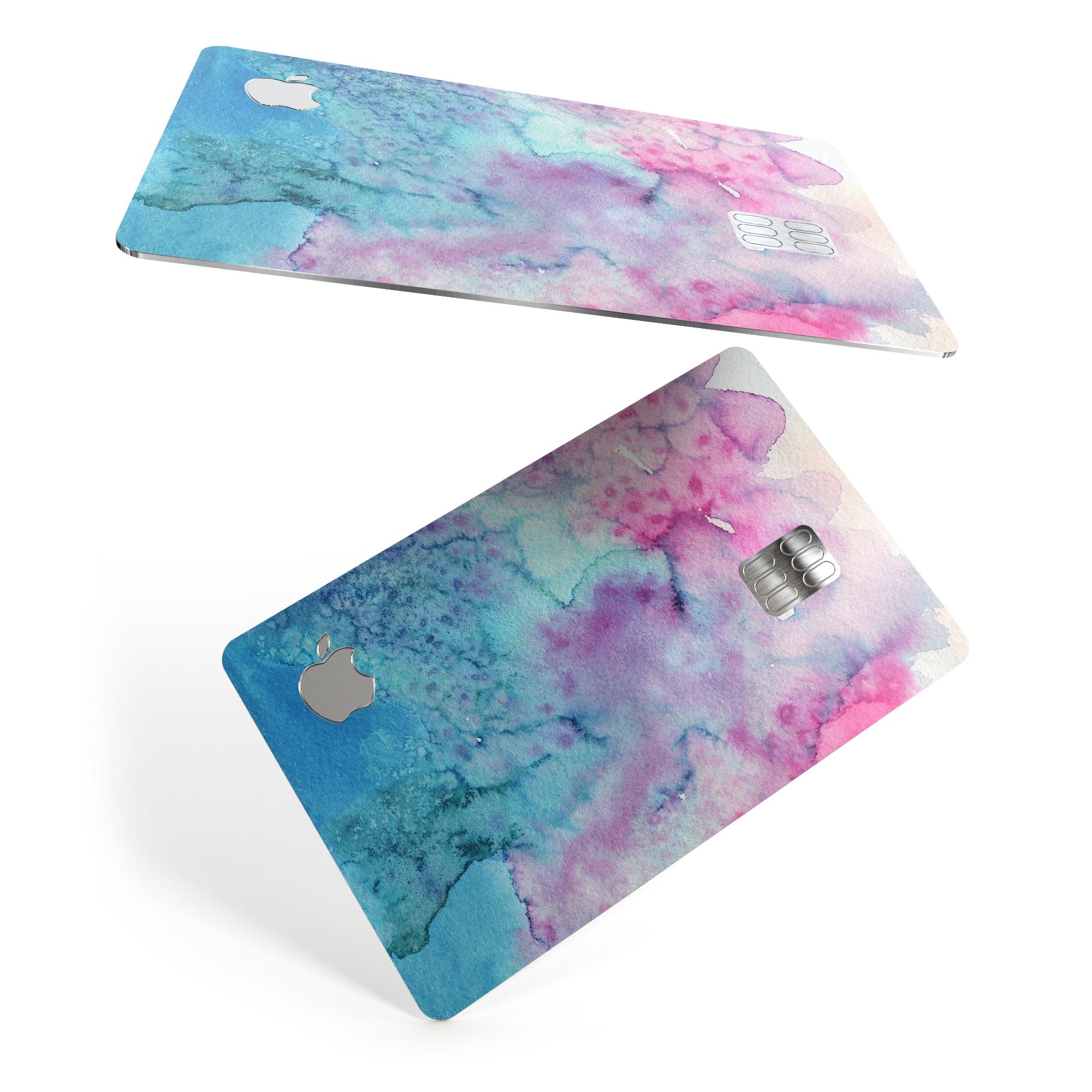 Blue 2 Absorbed Watercolor Texture decal skin for Apple Card, showcasing vibrant colors and premium vinyl material.