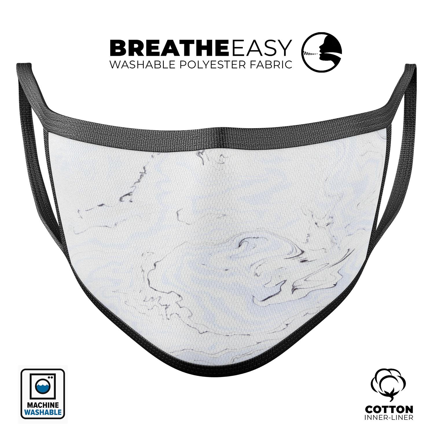 Blue 22 Textured Marble mouth cover, showcasing a stylish design with adjustable ear loops for a comfortable fit.