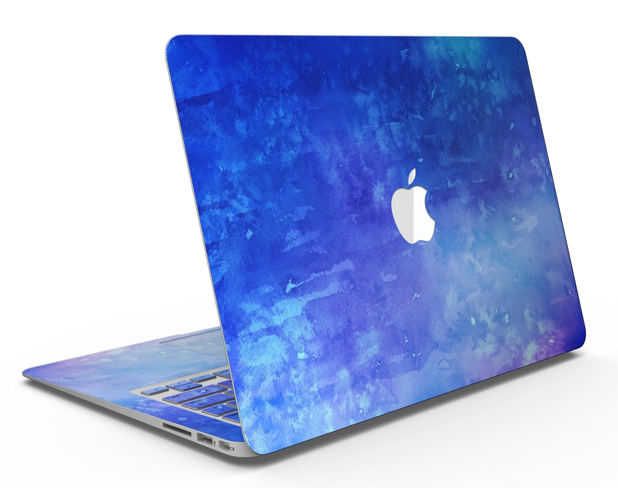 Blue 275 Absorbed Watercolor Texture skin for MacBook Air, showcasing vibrant colors and a sleek design.