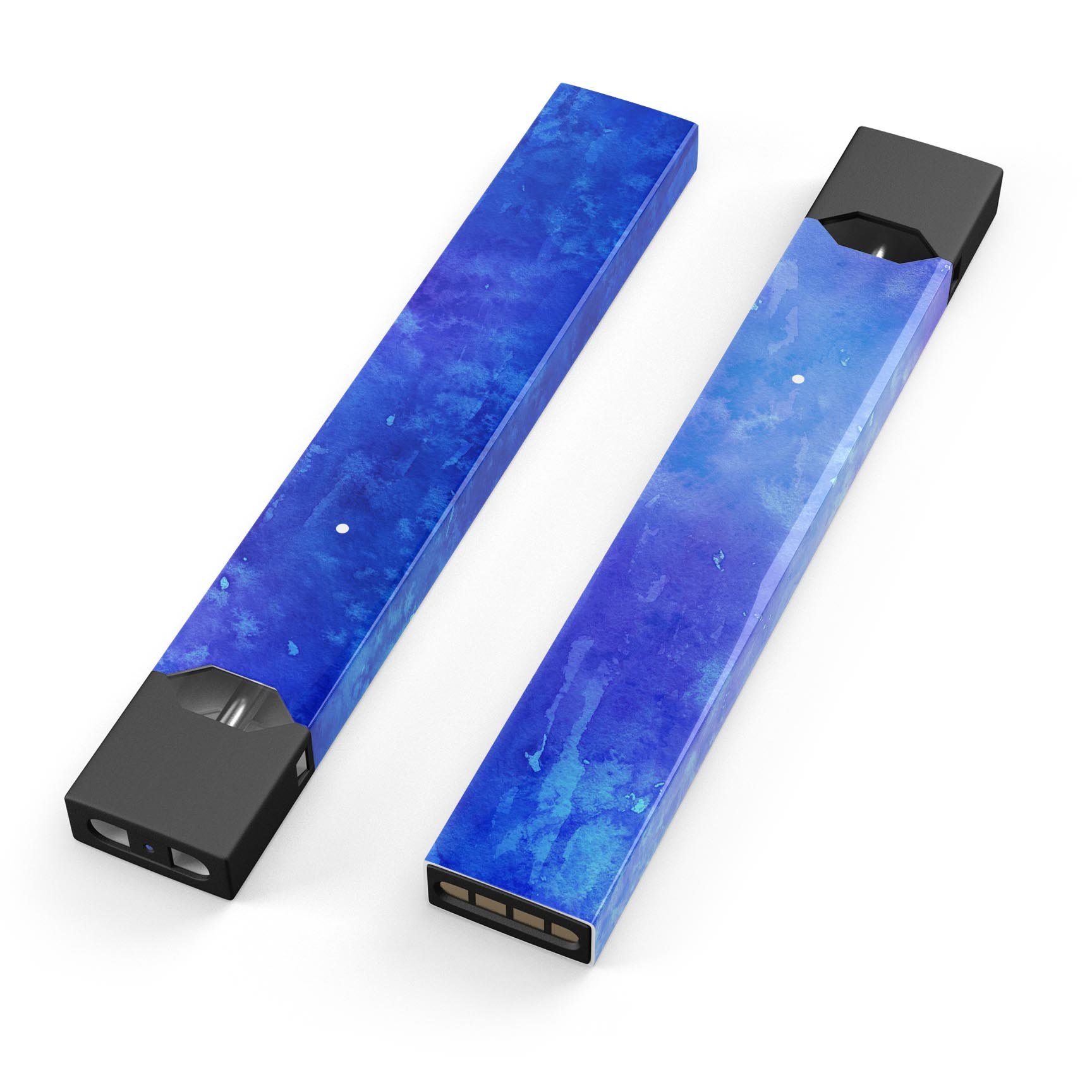Blue 275 Absorbed Watercolor Texture decal for JUUL vaping device, showcasing vibrant colors and a protective finish.