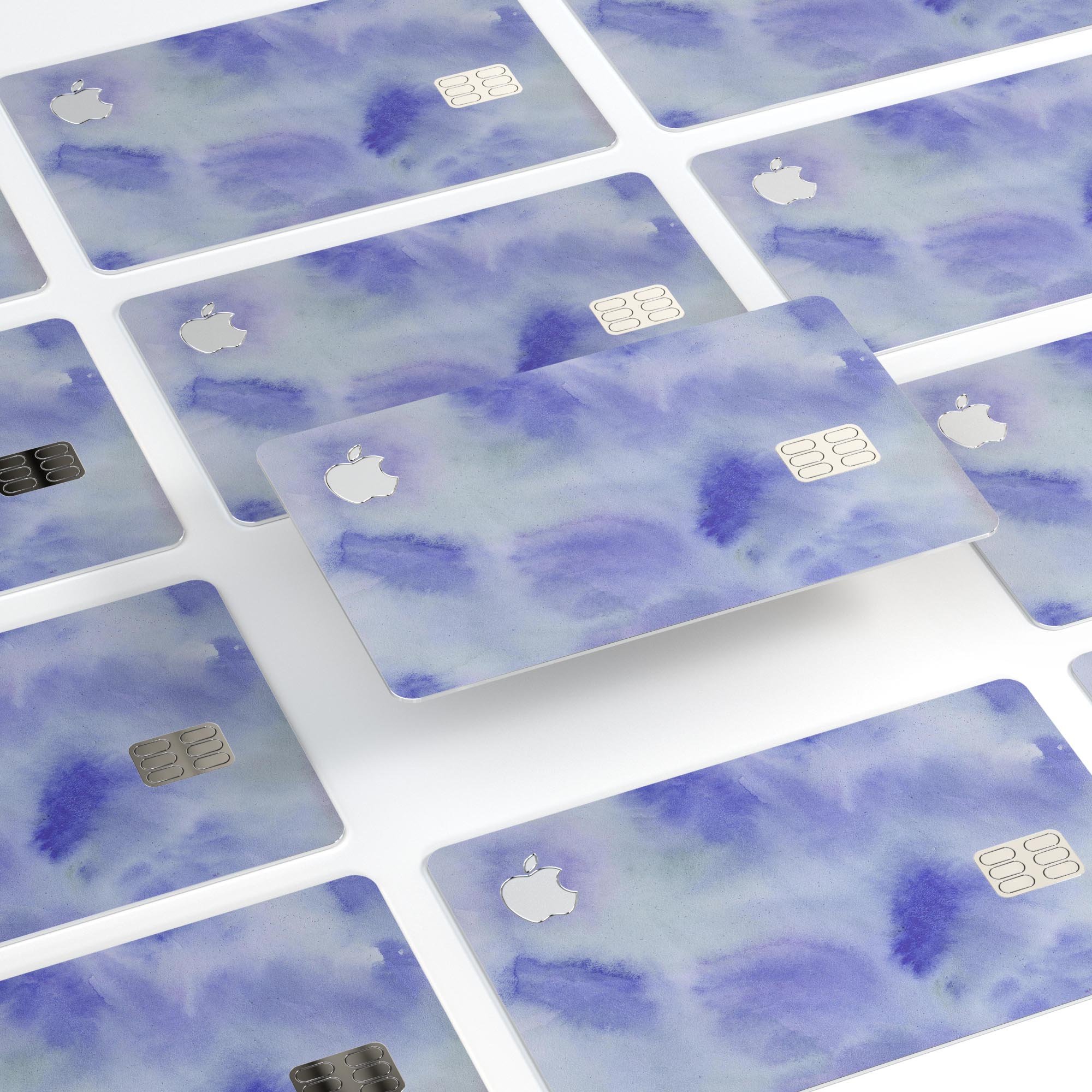 Blue 3 Absorbed Watercolor Texture skin for Apple Card, showcasing vibrant colors and a protective design.