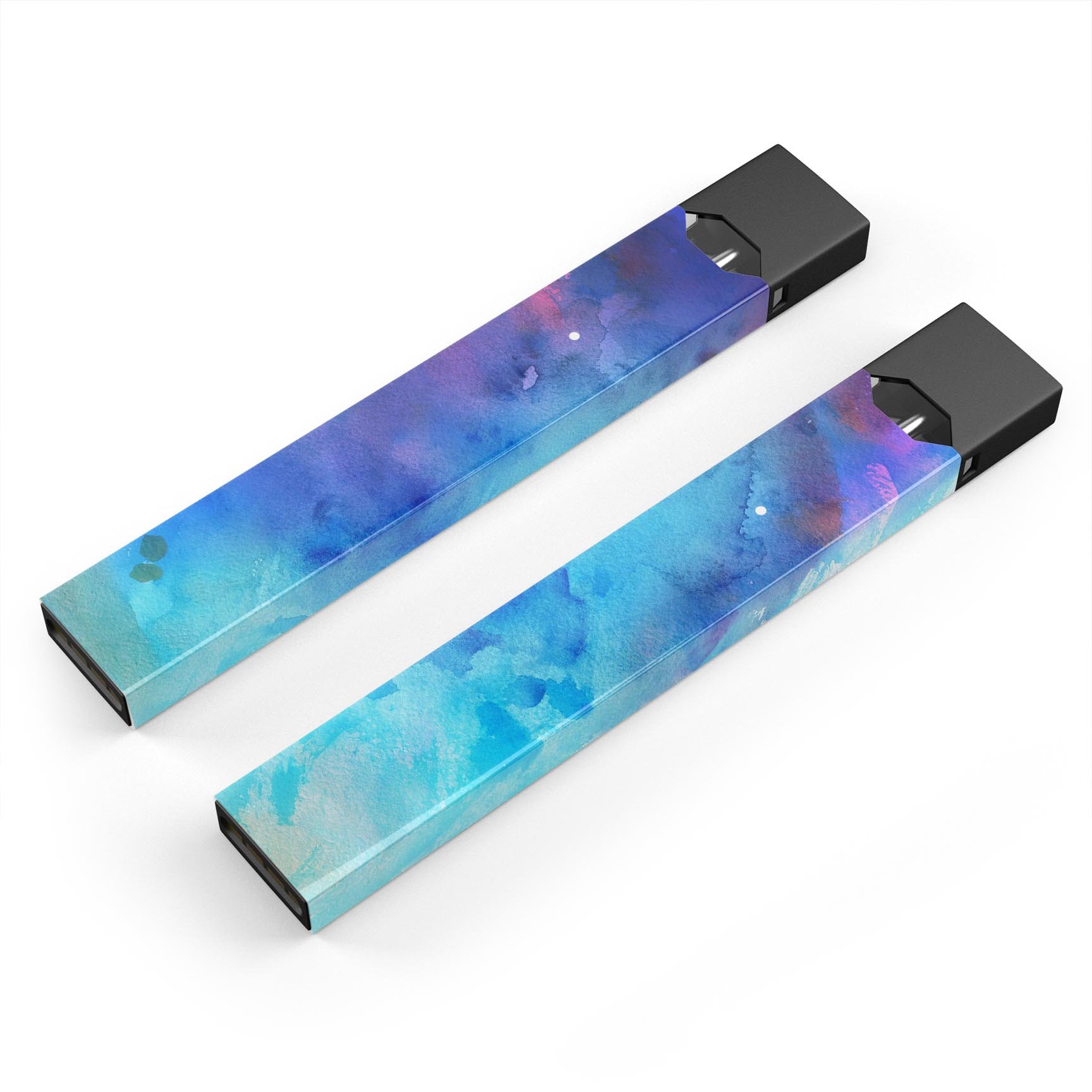 Blue 34222 Absorbed Watercolor Texture decal for JUUL vaping device, showcasing vibrant colors and premium finish.