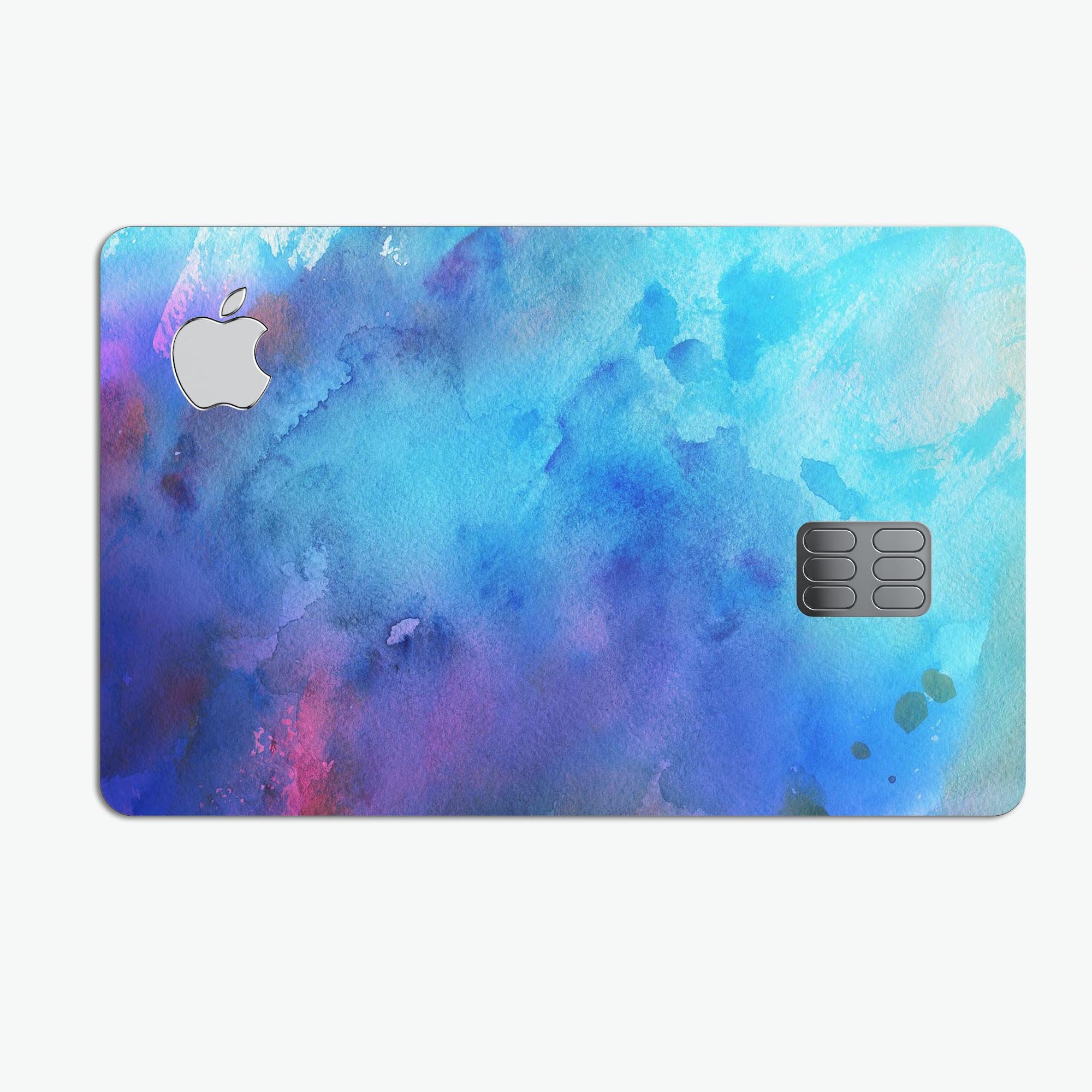Blue 34222 Absorbed Watercolor Texture decal for Apple Card, showcasing a vibrant watercolor design with a premium finish.