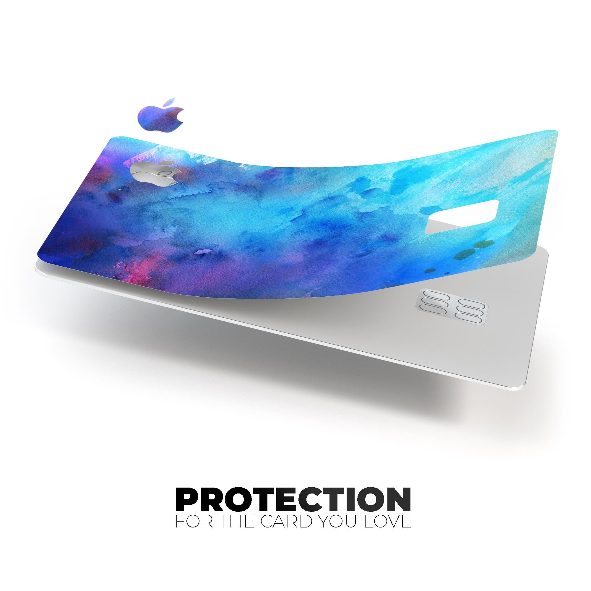 Blue 34222 Absorbed Watercolor Texture decal for Apple Card, showcasing a vibrant watercolor design with a premium finish.