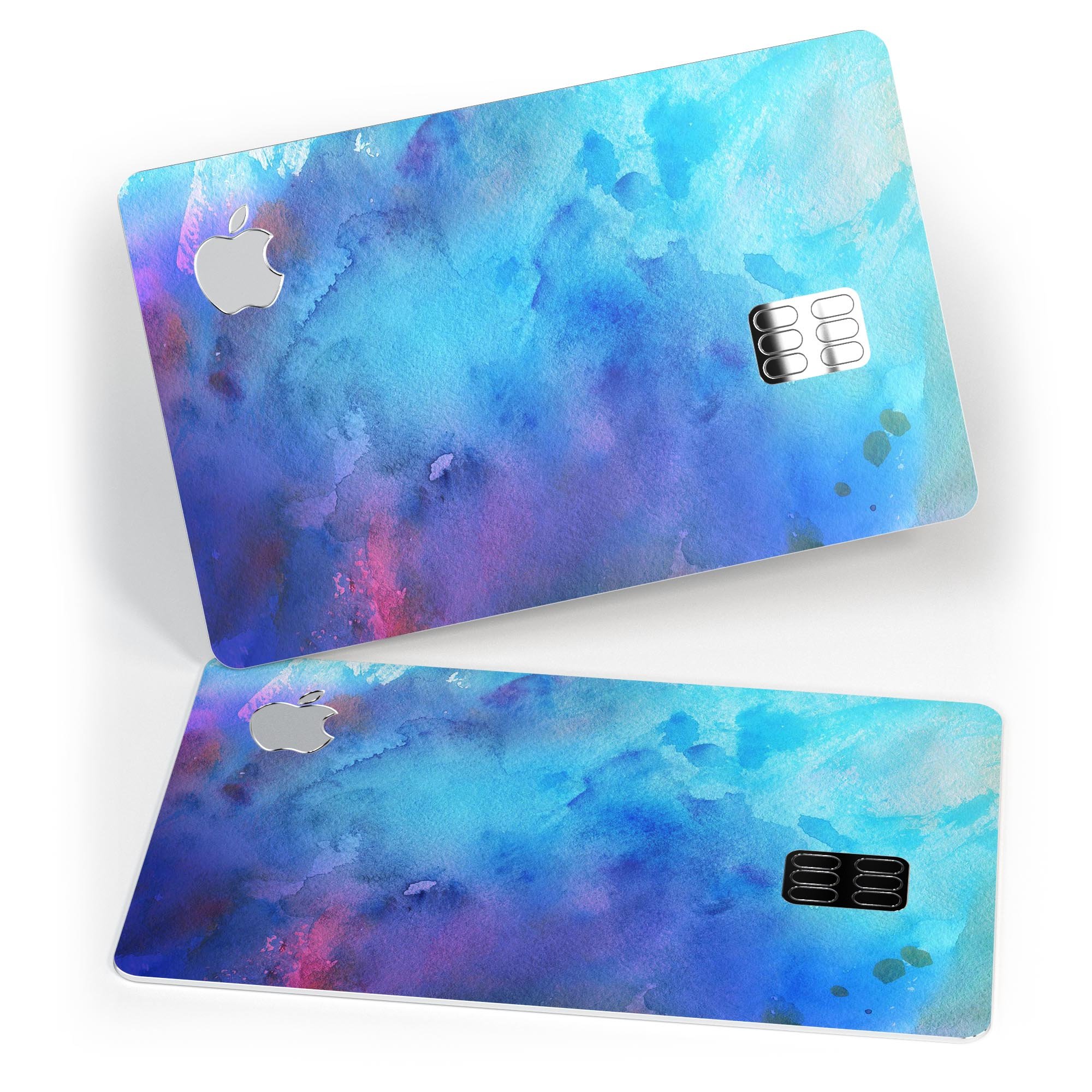 Blue 34222 Absorbed Watercolor Texture decal for Apple Card, showcasing a vibrant watercolor design with a premium finish.