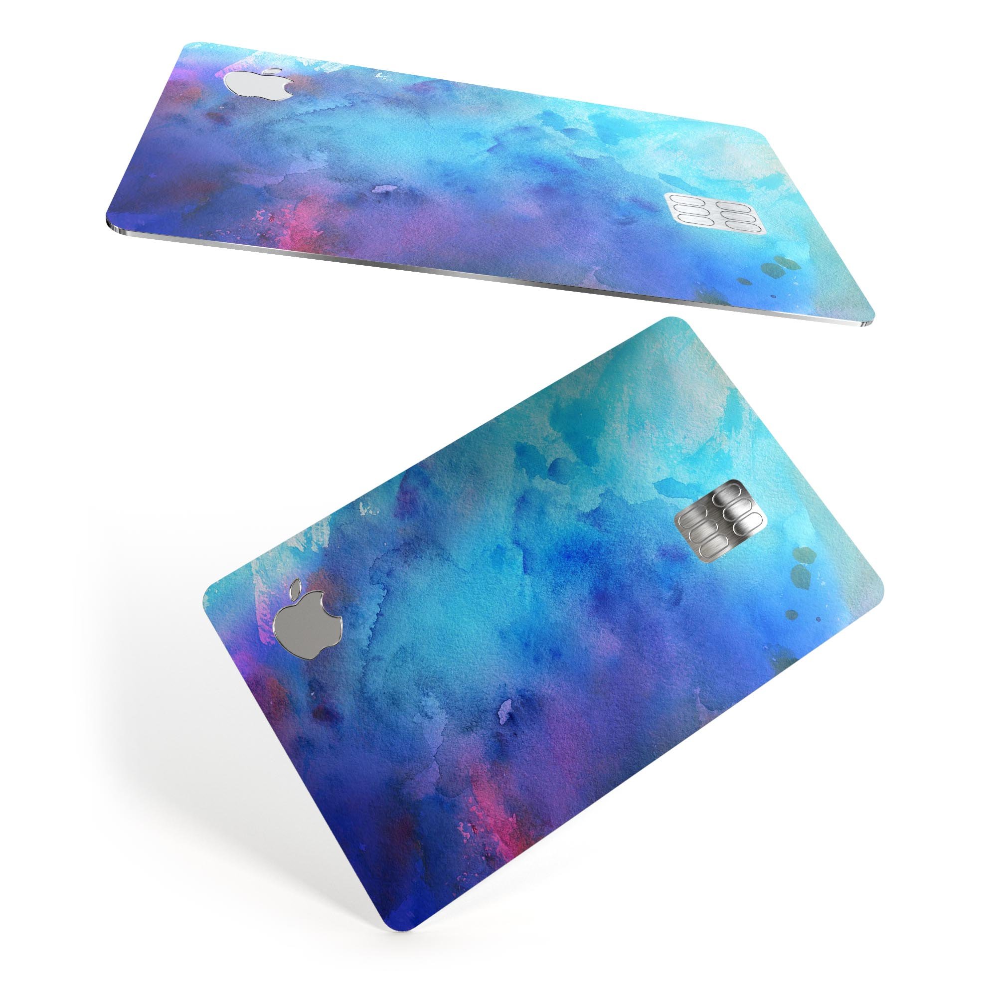 Blue 34222 Absorbed Watercolor Texture decal for Apple Card, showcasing a vibrant watercolor design with a premium finish.