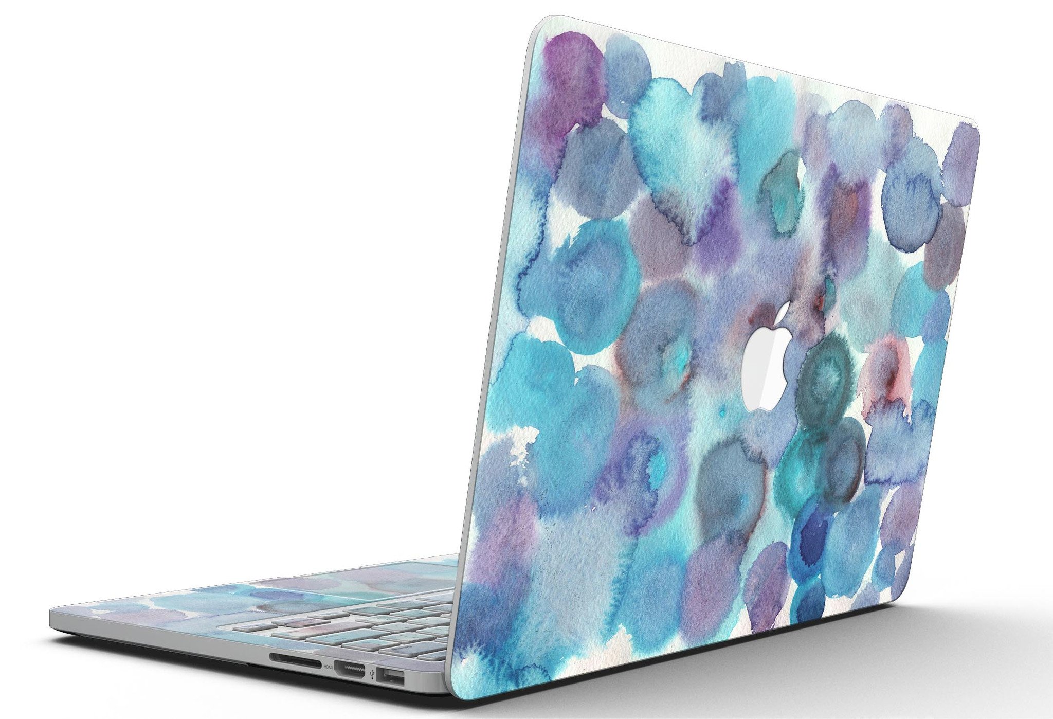 Blue 62 Absorbed Watercolor Texture skin for MacBook Pro with Retina Display, showcasing vibrant colors and artistic design.
