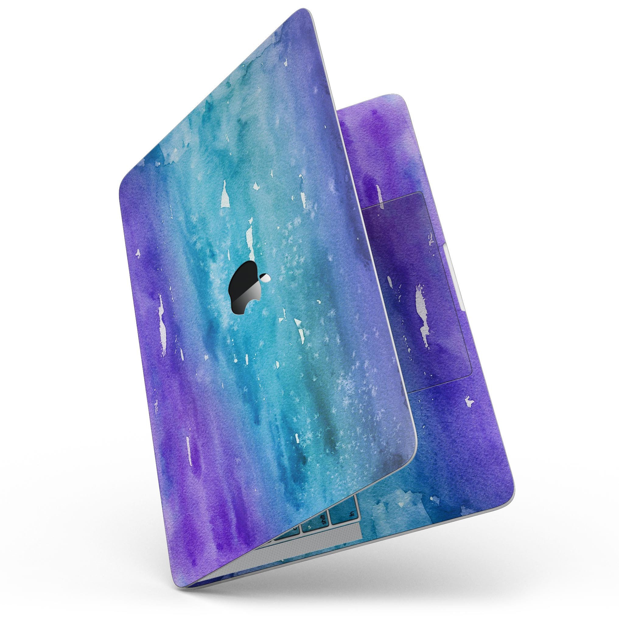 Blue 823 Absorbed Watercolor Texture skin for 13" MacBook Pro without Touch Bar, showcasing vibrant colors and unique design.