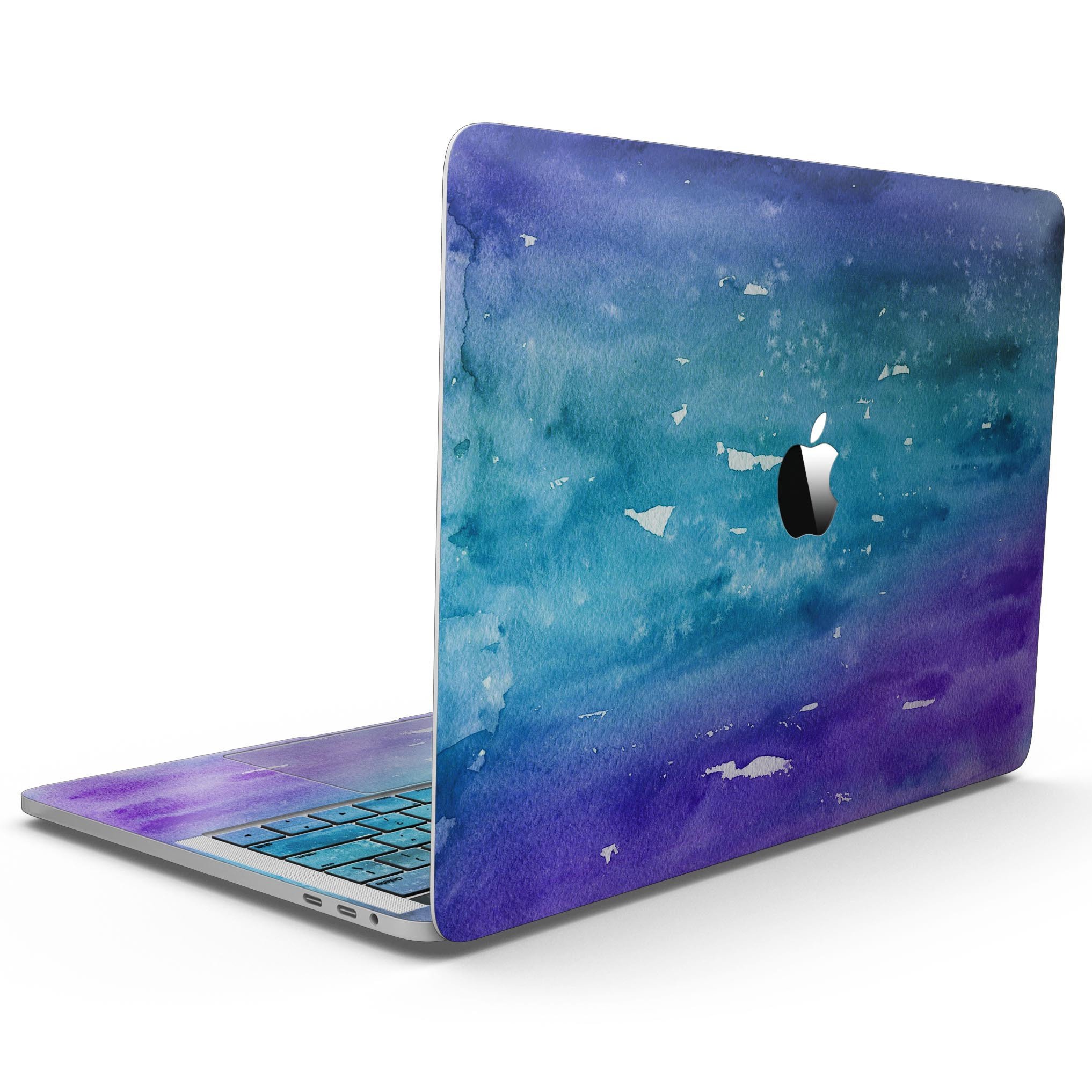 Blue 823 Absorbed Watercolor Texture skin for 13" MacBook Pro without Touch Bar, showcasing vibrant colors and unique design.