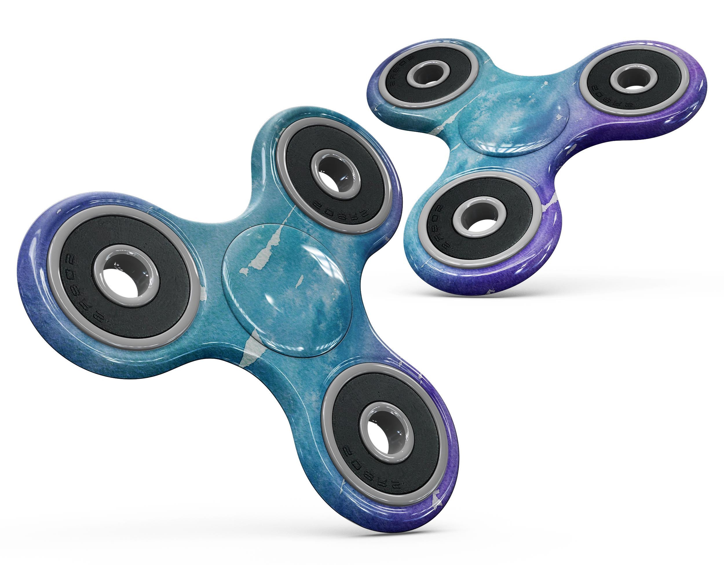 Blue 823 Absorbed Watercolor Texture Fidget Spinner Skin-Kit showcasing vibrant colors and unique design.