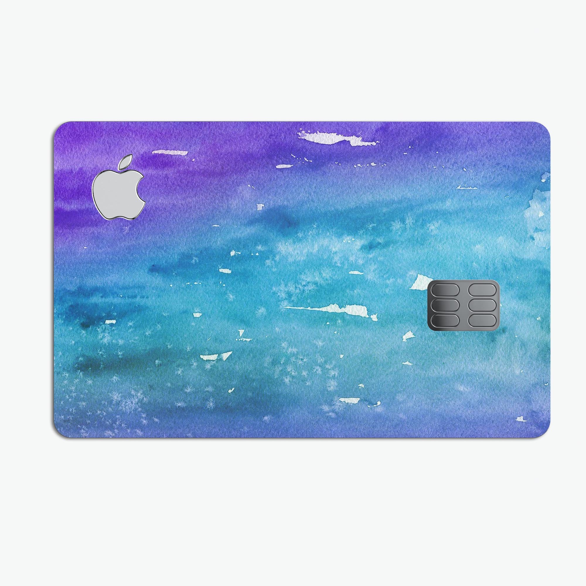 Blue 823 Absorbed Watercolor Texture decal on an Apple Card, showcasing its vibrant design and premium finish.