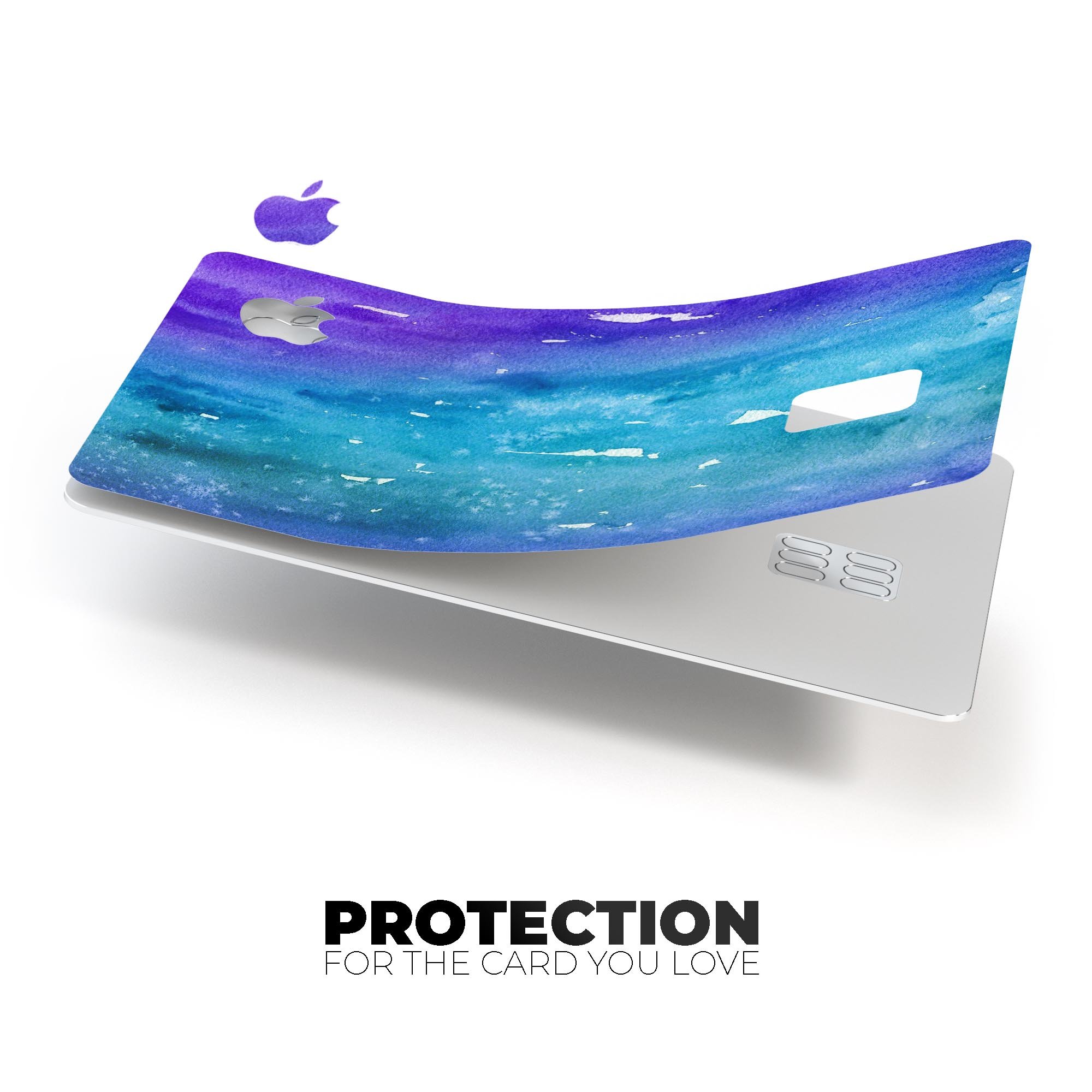 Blue 823 Absorbed Watercolor Texture decal on an Apple Card, showcasing its vibrant design and premium finish.