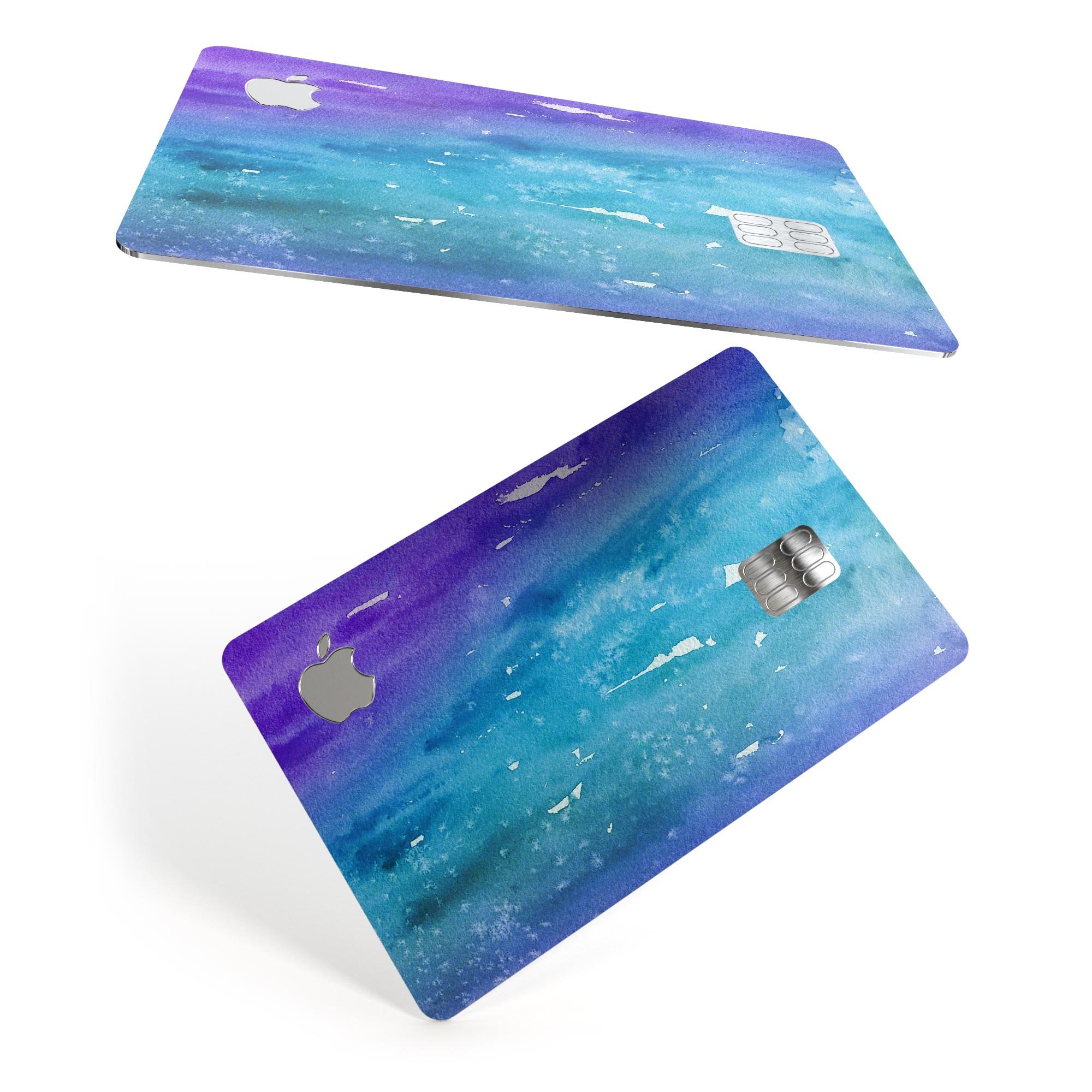Blue 823 Absorbed Watercolor Texture decal on an Apple Card, showcasing its vibrant design and premium finish.