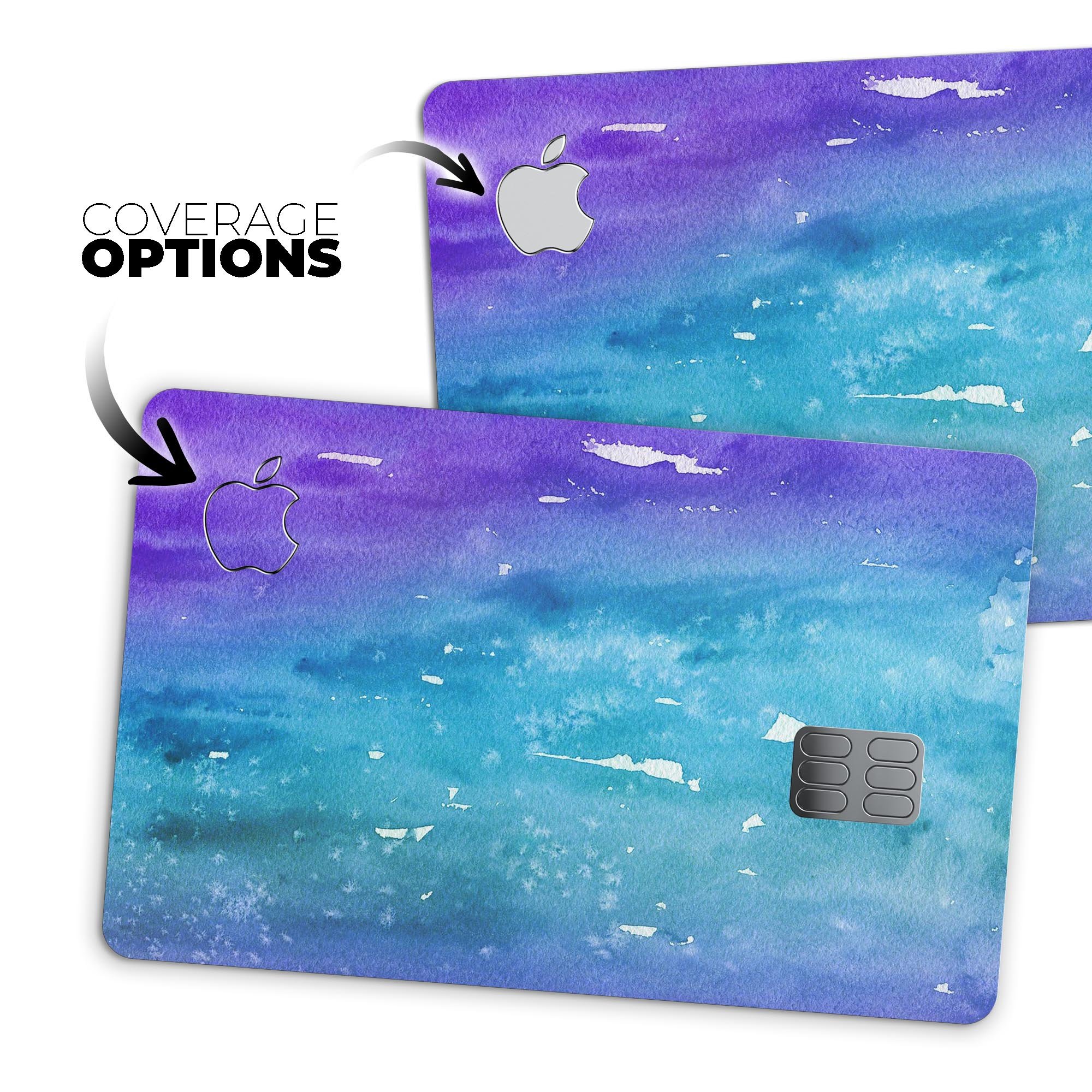 Blue 823 Absorbed Watercolor Texture decal on an Apple Card, showcasing its vibrant design and premium finish.