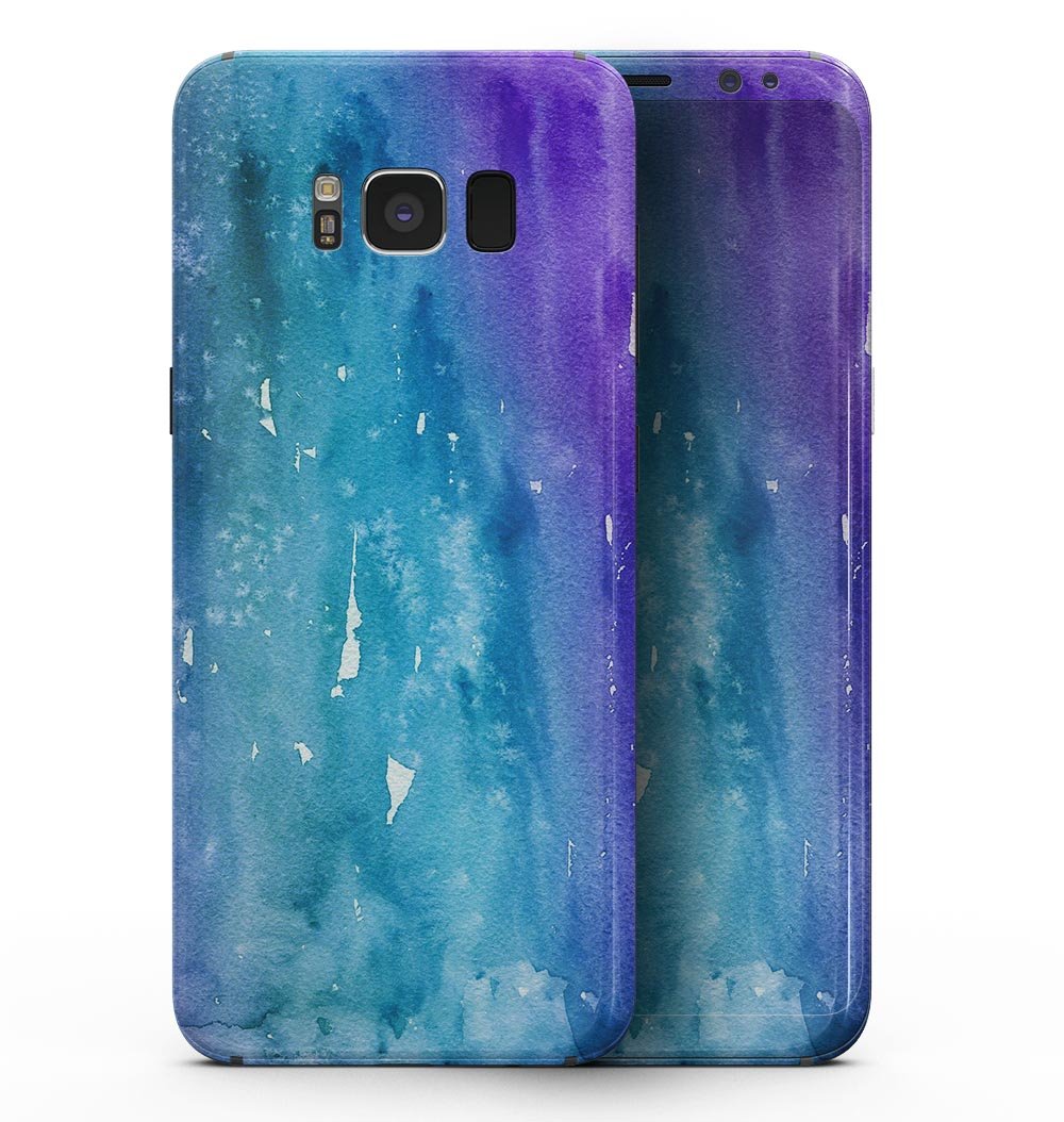 Samsung Galaxy S8 with Blue 823 Absorbed Watercolor Texture skin, showcasing vibrant colors and a sleek design.