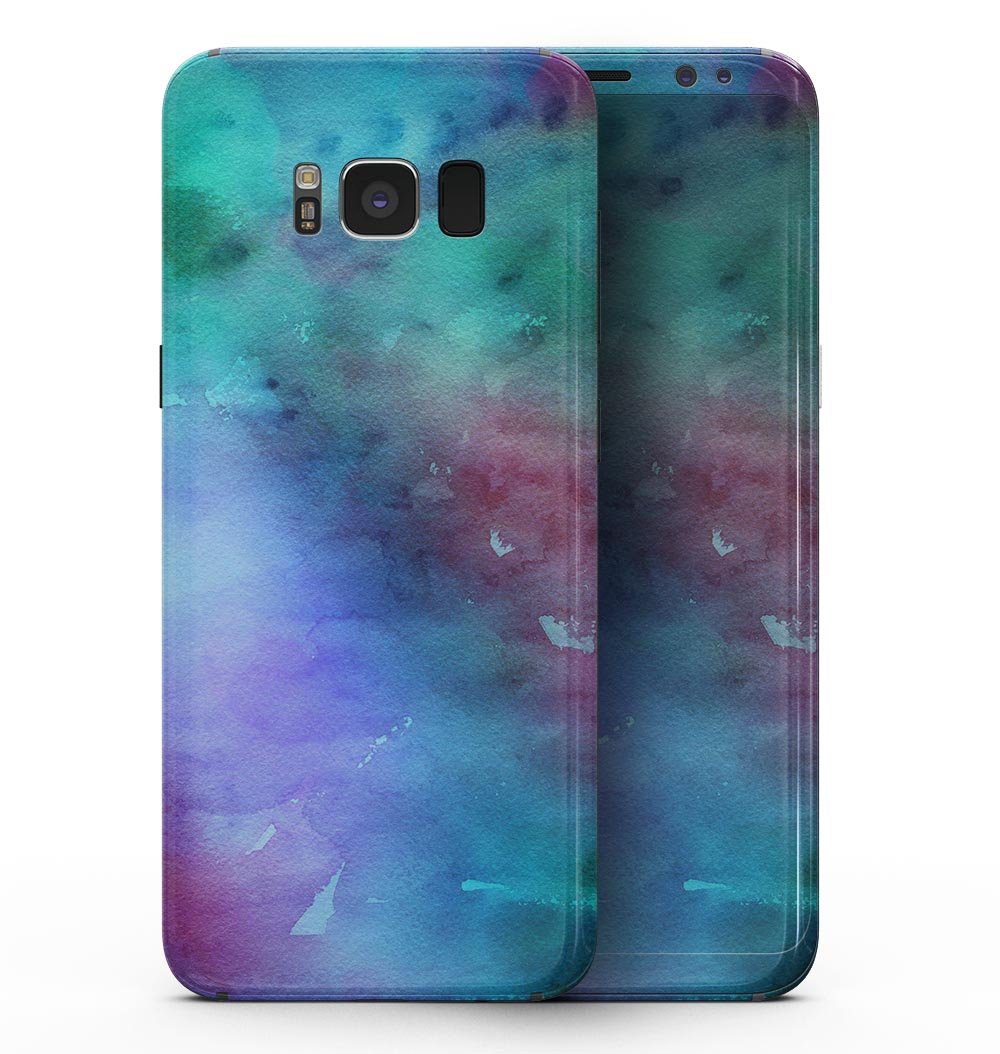 Samsung Galaxy S8 with Blue 89608 Absorbed Watercolor Texture skin, showcasing vibrant colors and a sleek design.