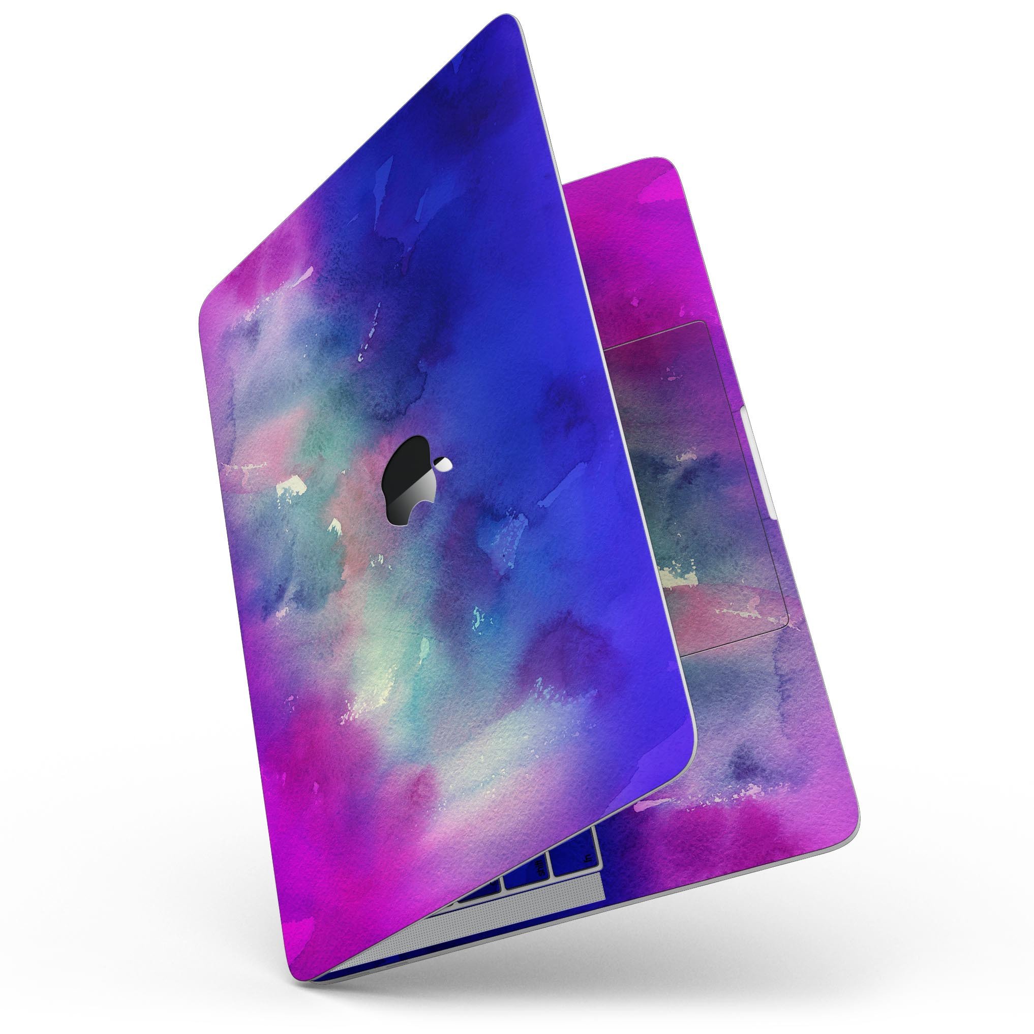 Blue 97 Absorbed Watercolor Texture skin for 13" MacBook Pro without Touch Bar, showcasing vibrant colors and artistic design.