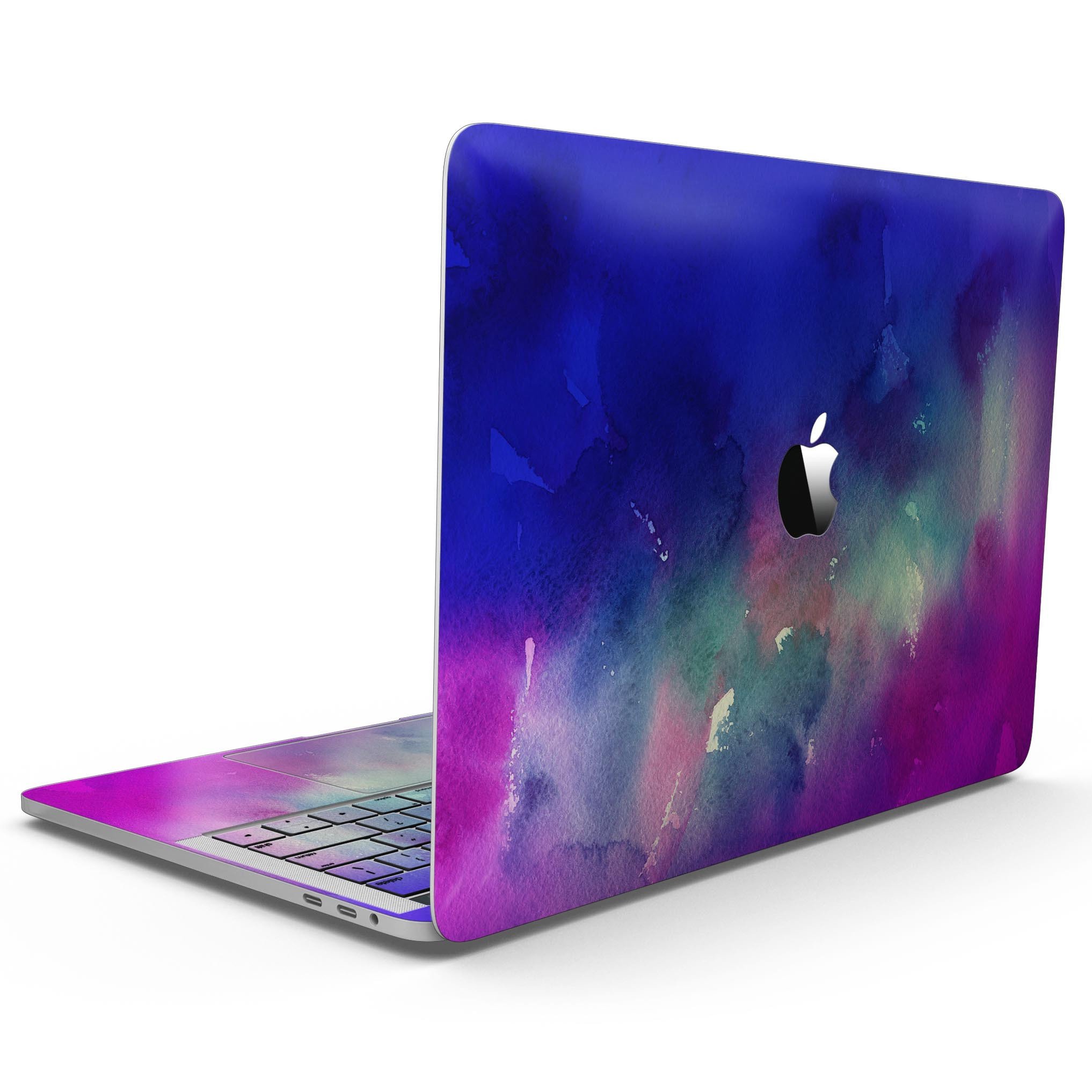 Blue 97 Absorbed Watercolor Texture skin for 13" MacBook Pro without Touch Bar, showcasing vibrant colors and artistic design.