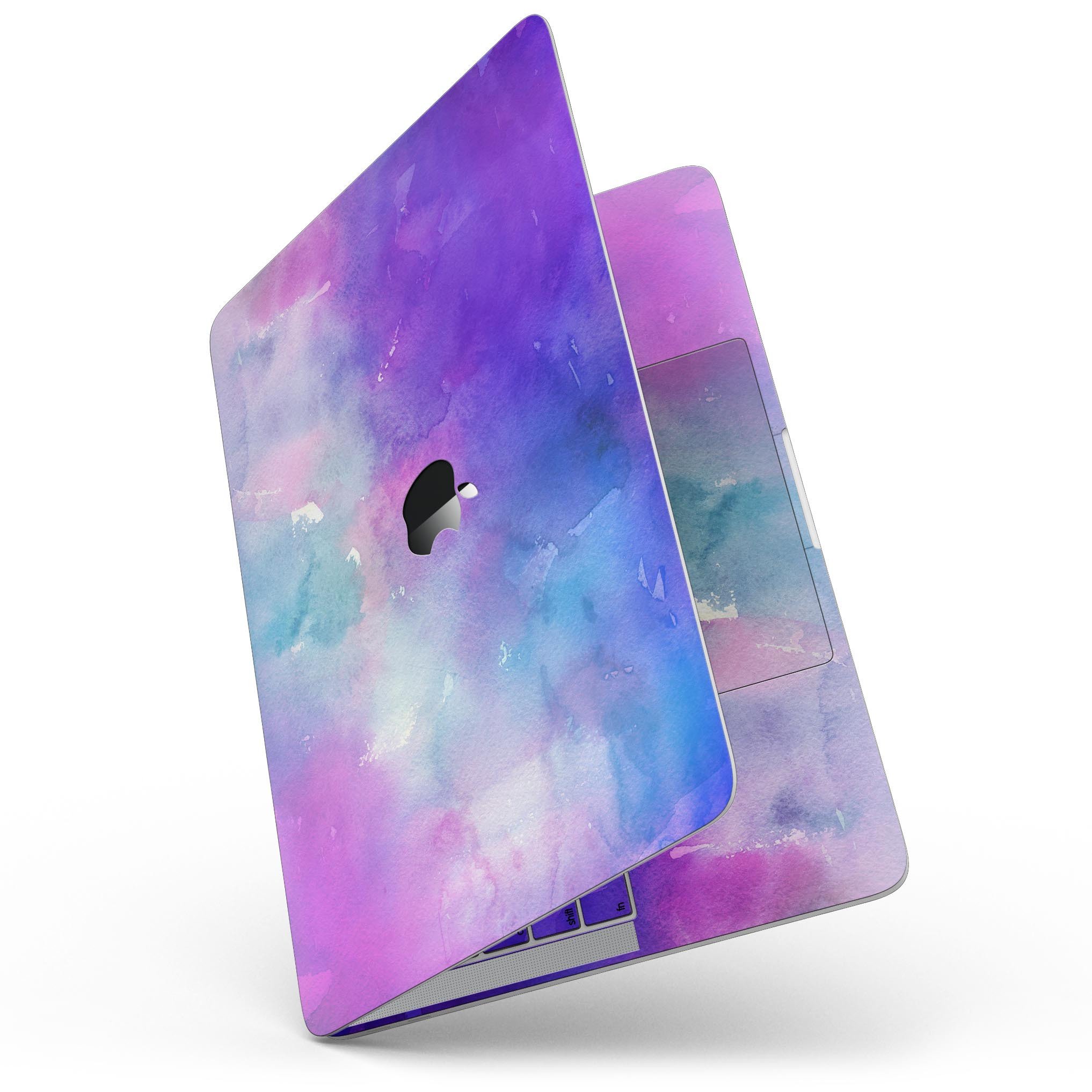 Blue 972 Absorbed Watercolor Texture skin for 13" MacBook Pro without Touch Bar, showcasing vibrant colors and artistic design.