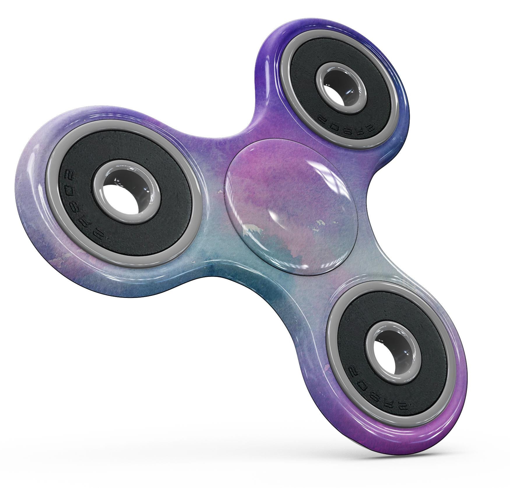 Blue 972 Absorbed Watercolor Texture Skin-Kit for fidget spinner, showcasing vibrant colors and a unique design.