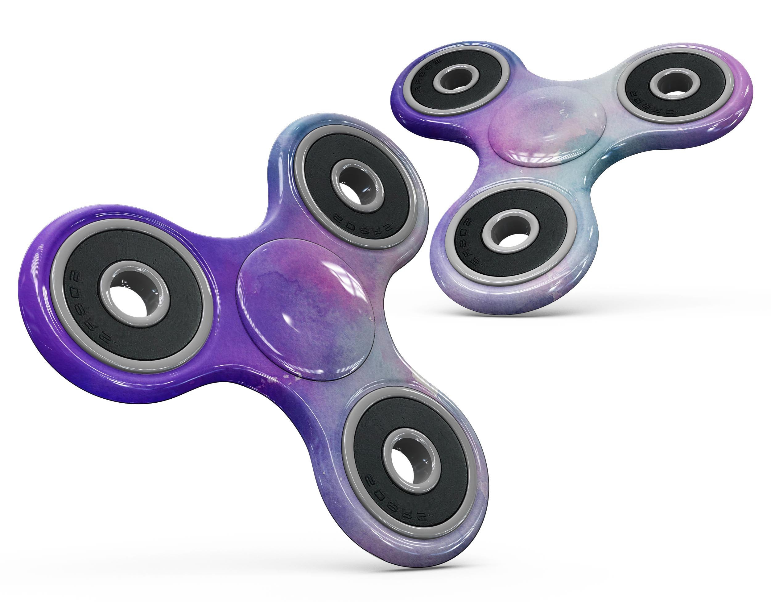 Blue 972 Absorbed Watercolor Texture Skin-Kit for fidget spinner, showcasing vibrant colors and a unique design.