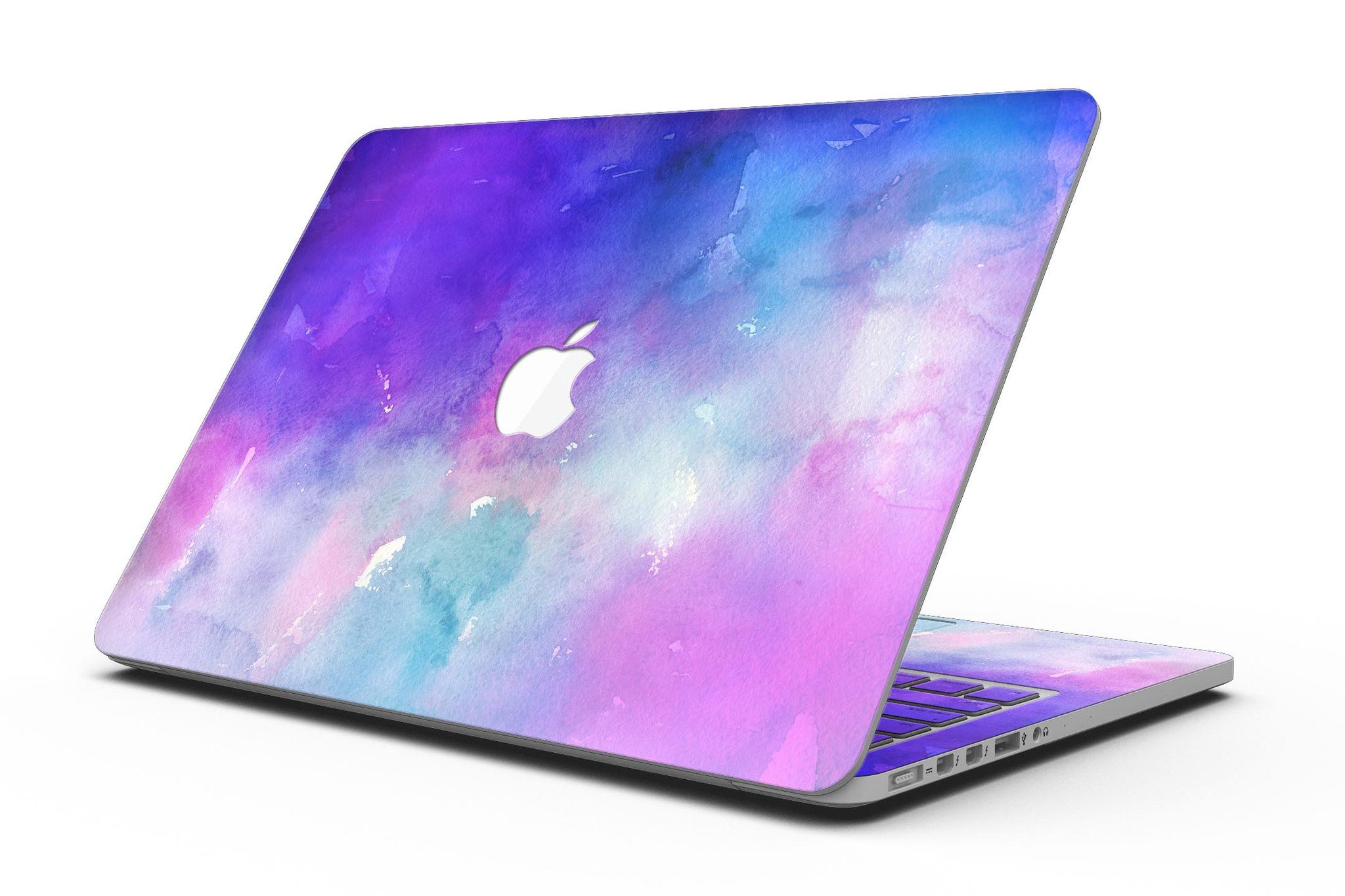 Blue 972 Absorbed Watercolor Texture skin for MacBook Pro with Retina Display, showcasing vibrant colors and a stylish design.