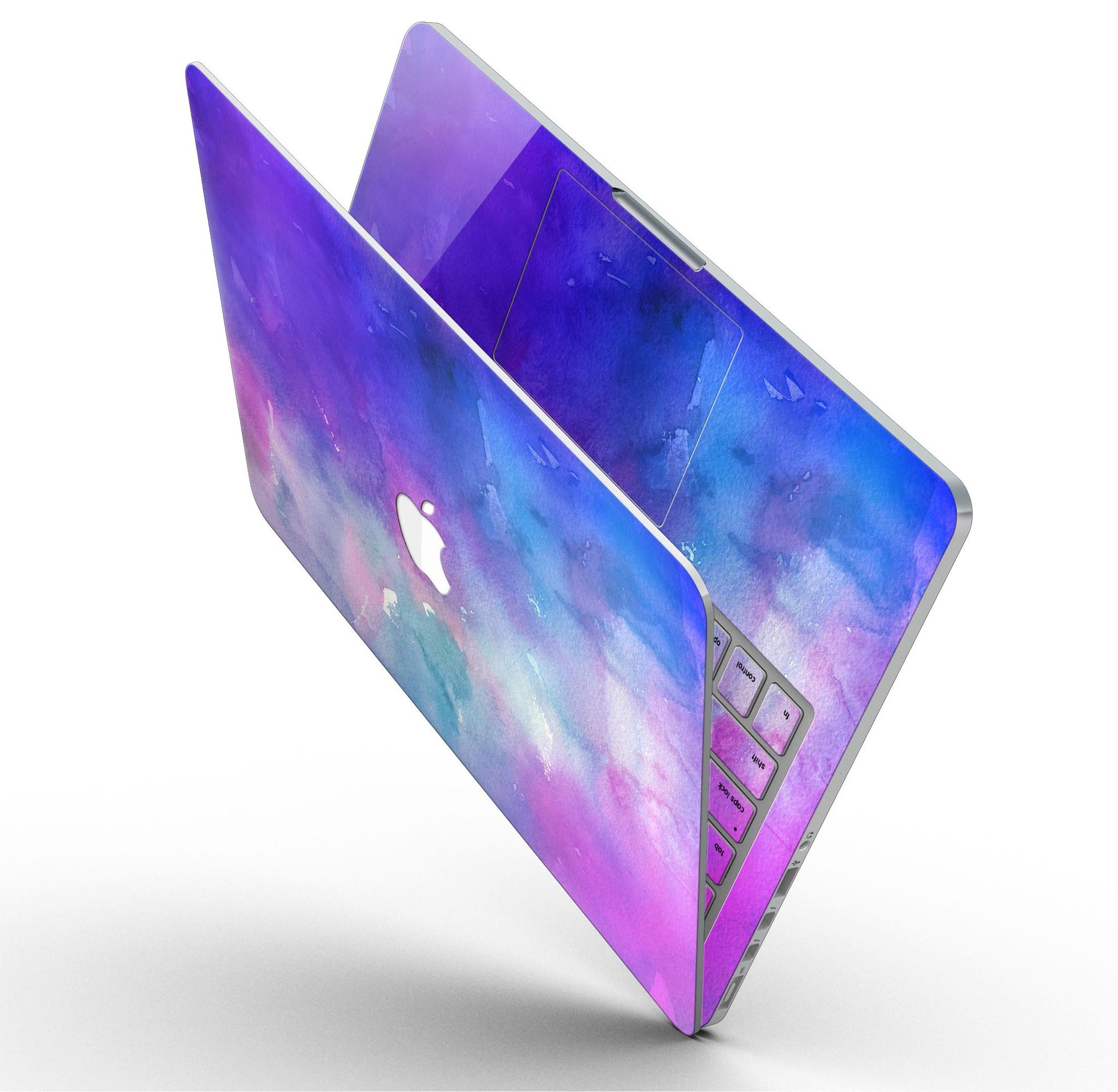 Blue 972 Absorbed Watercolor Texture skin for MacBook Pro with Retina Display, showcasing vibrant colors and a stylish design.