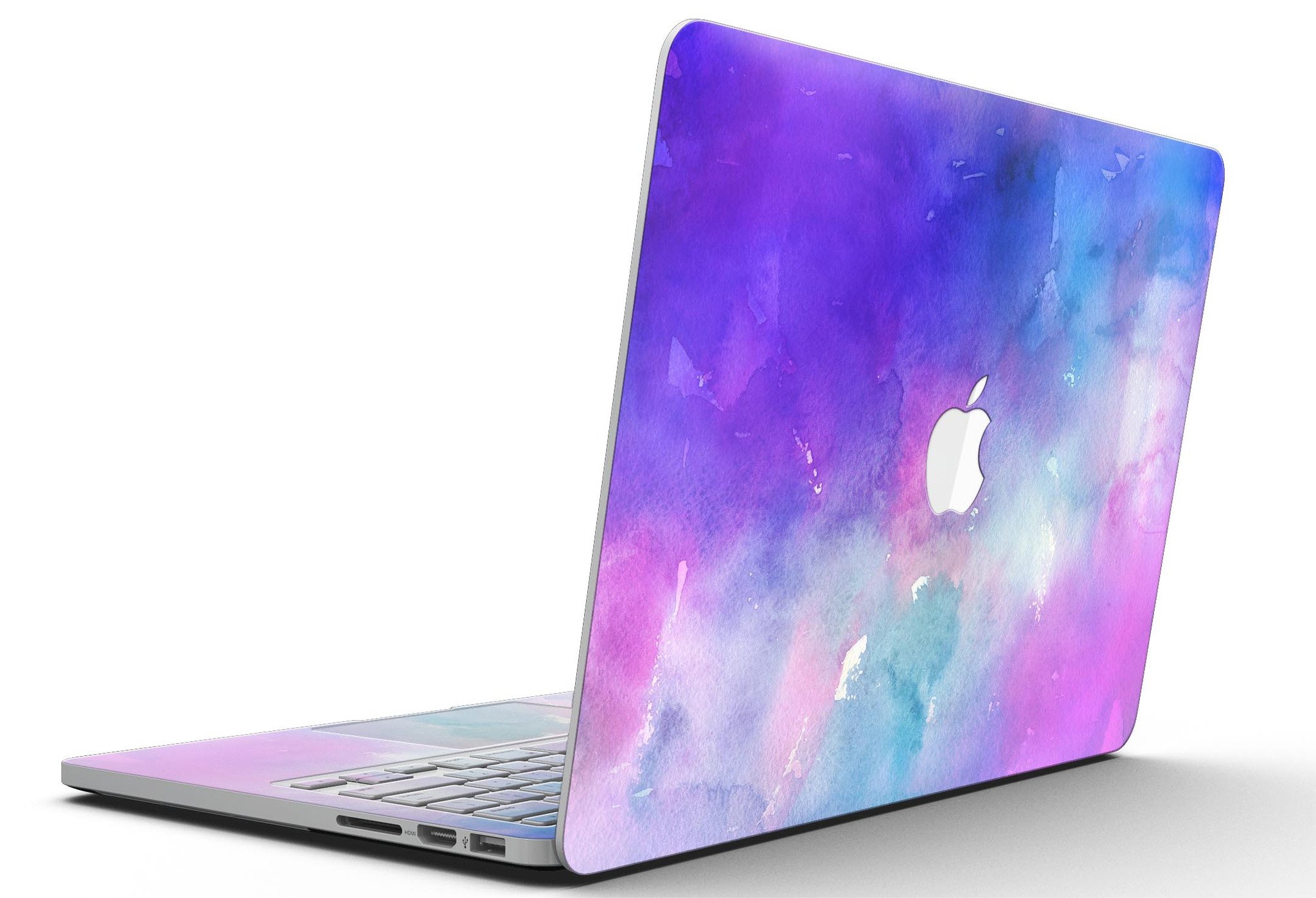 Blue 972 Absorbed Watercolor Texture skin for MacBook Pro with Retina Display, showcasing vibrant colors and a stylish design.