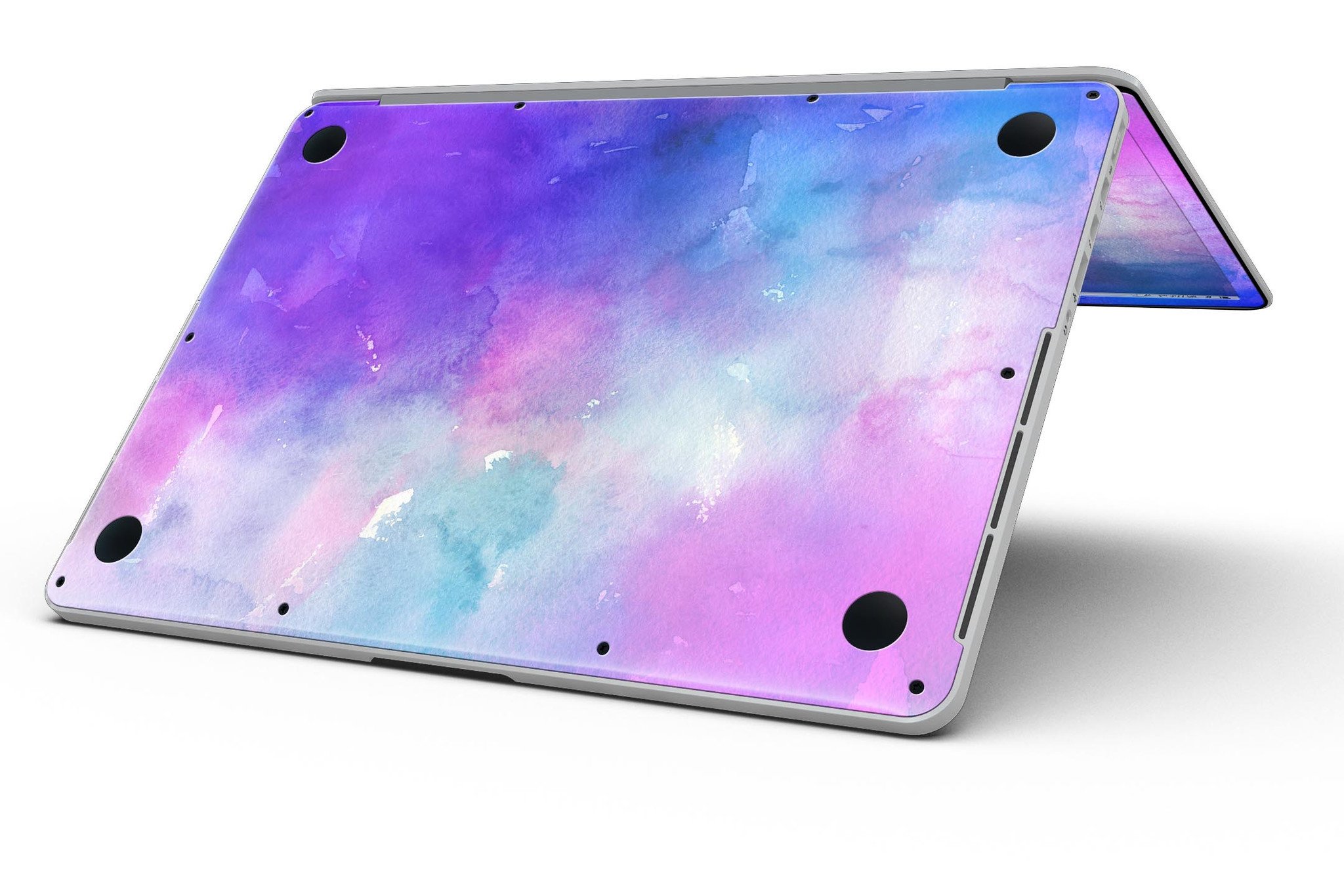 Blue 972 Absorbed Watercolor Texture skin for MacBook Pro with Retina Display, showcasing vibrant colors and a stylish design.